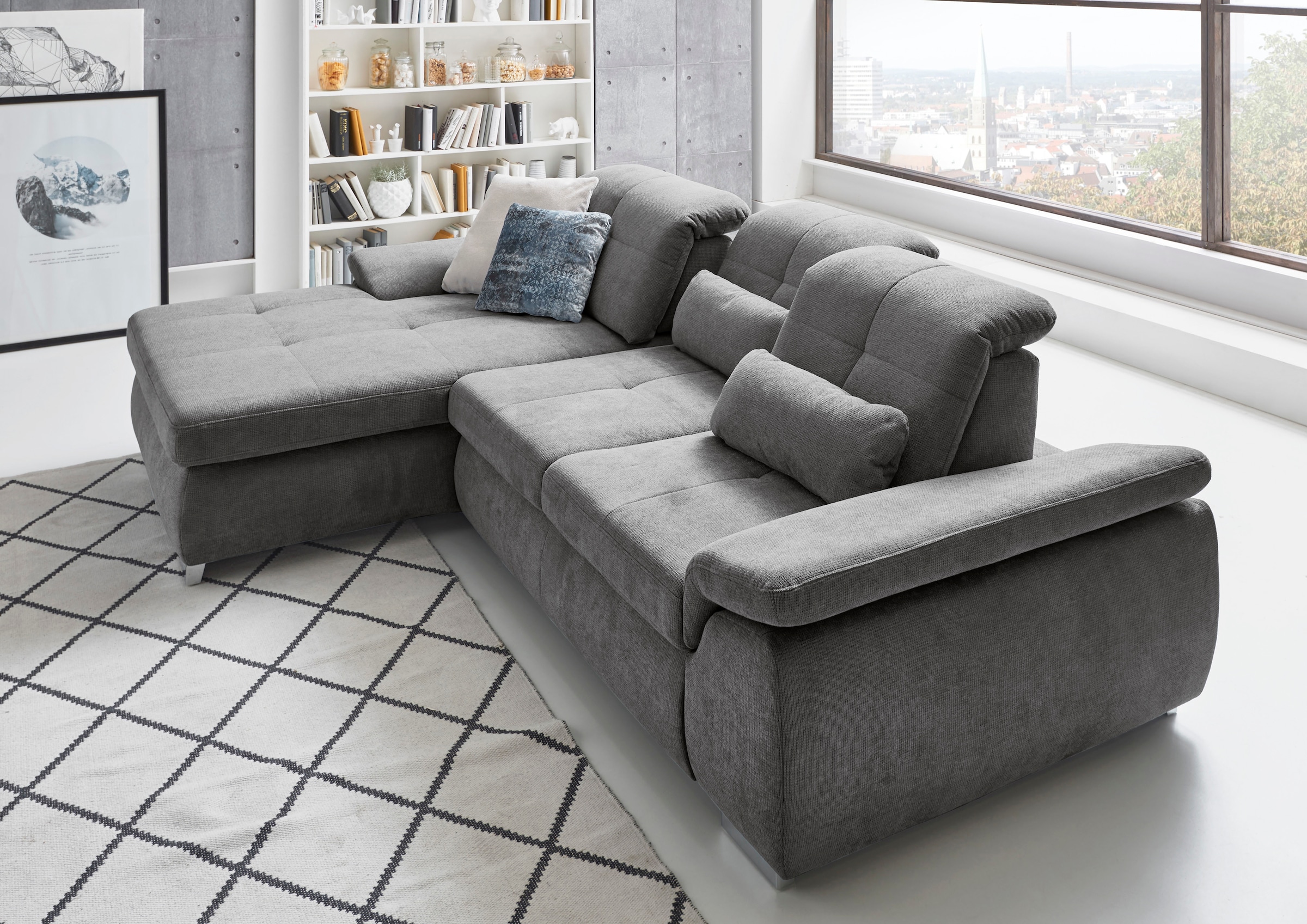 Die PlanBar Ecksofa »MP-IN16037 L-Form, Breite 289 cm, mit Kaltschaum-Polsterung« mit Sitztiefenverstellung & Zierkissen