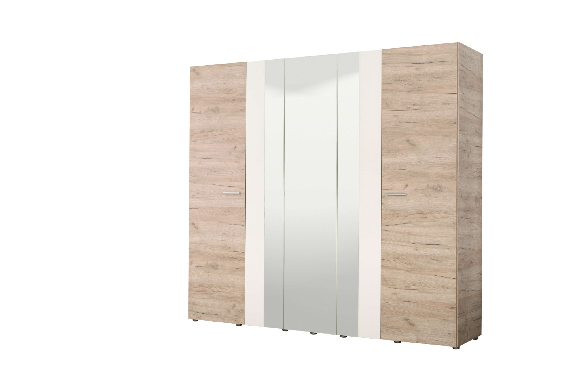 Home affaire Kleiderschrank »Dante Garderobenschrank, Stauraumschrank, Drehtürenschrank, Schrank« 2 Kleiderstangen, 6 Einlegeböden, Spiegel, Breite 223,5 cm