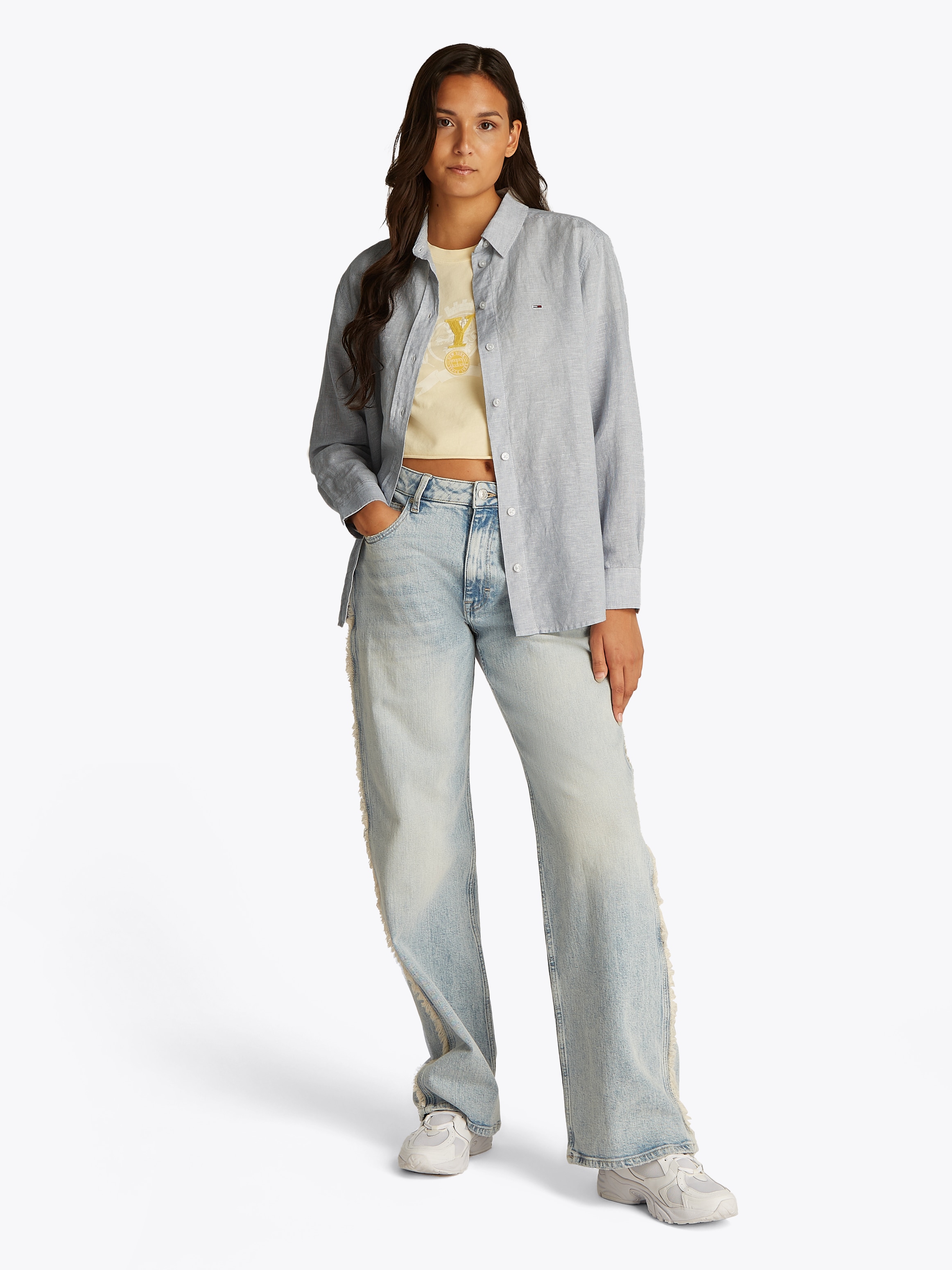 Tommy Jeans Hemdbluse »TJW RLX LINEN SHIRT«, mit Logostickerei