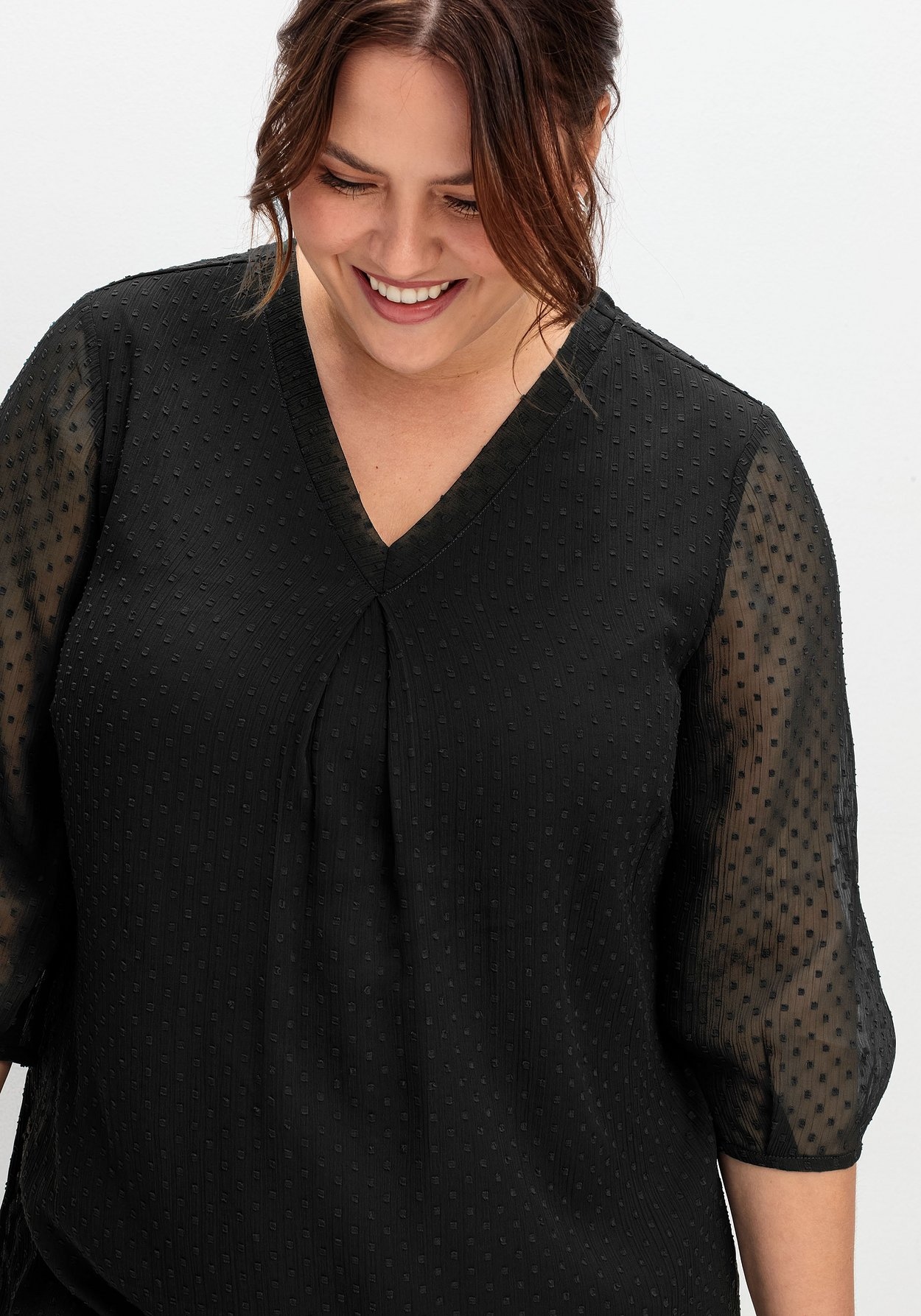 Sheego Tunika »Tunika mit Chiffon-Ärmeln und eingewebtem Muster«