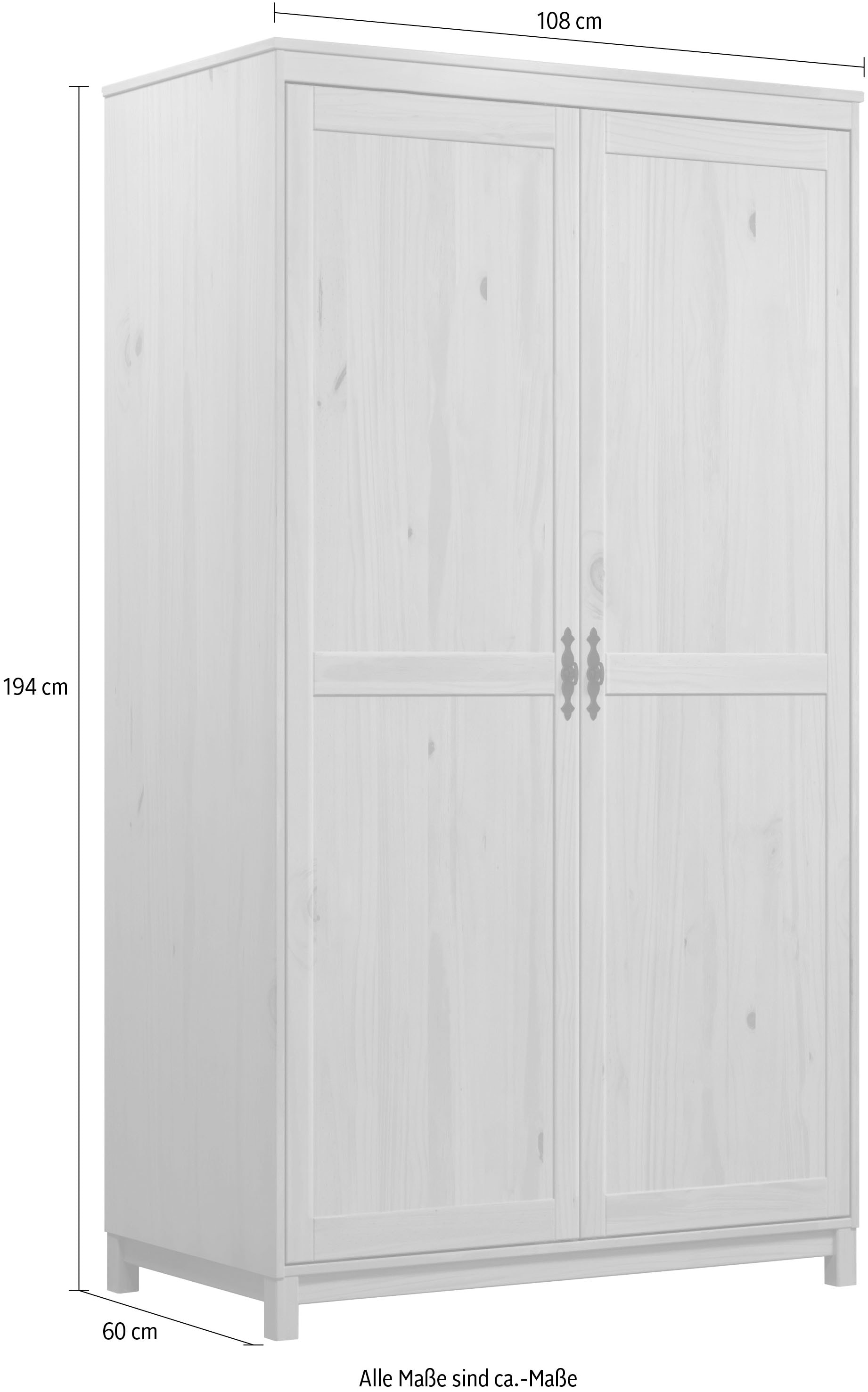 Home affaire Kleiderschrank »Sandnes«, (1 St.), Massivholz Schlafzimmerschrank mit besonderen Metallgriffen