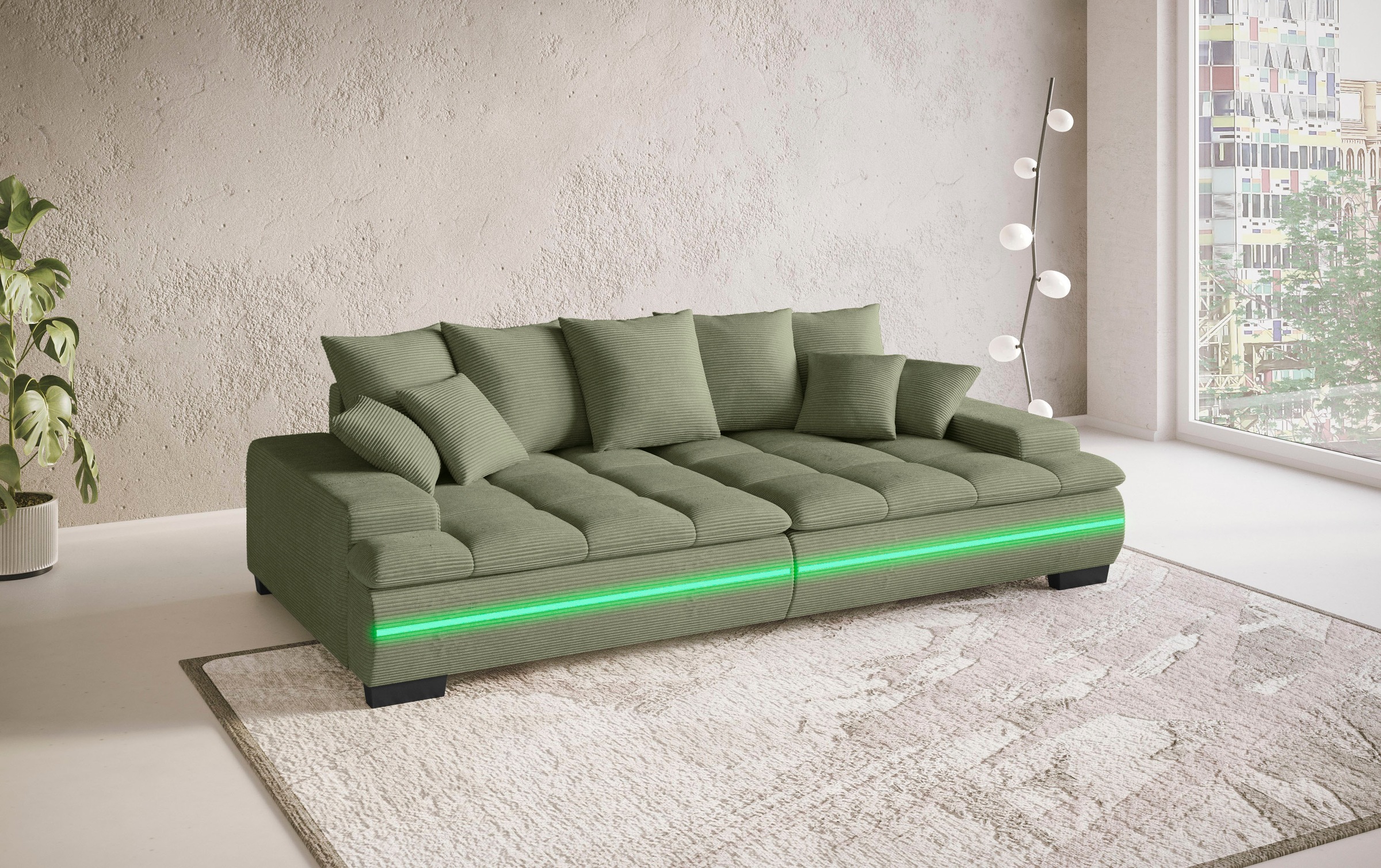 Mr. Couch Big-Sofa »Haiti II«, RGB-LED Beleuchtung, Kaltschaumpolsterung, bis 140 kg belastbar