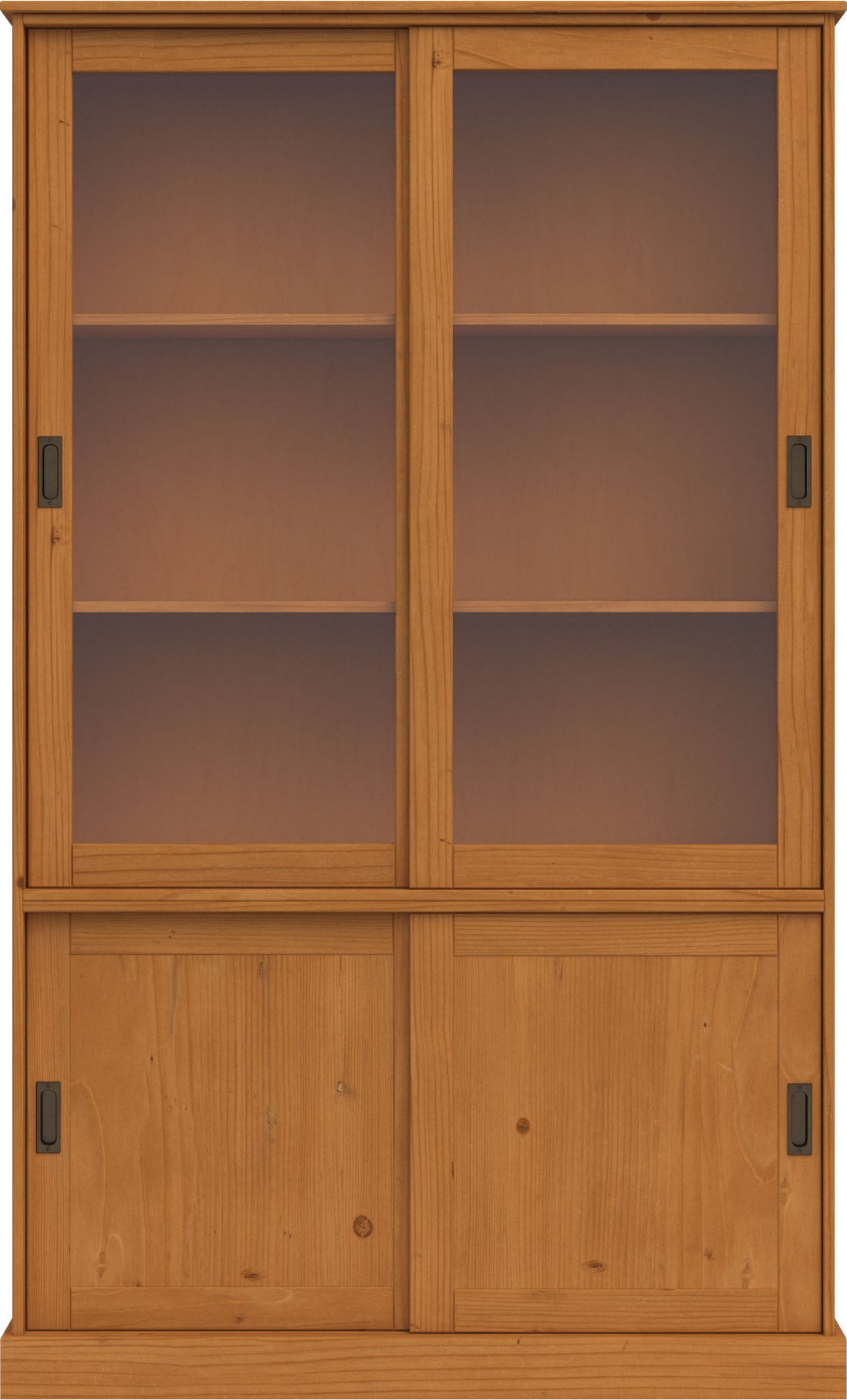 Home affaire Vitrine »Schröder«, mit 2+2 Schiebetüren, aus massivem Kiefernholz, Breite 114 cm