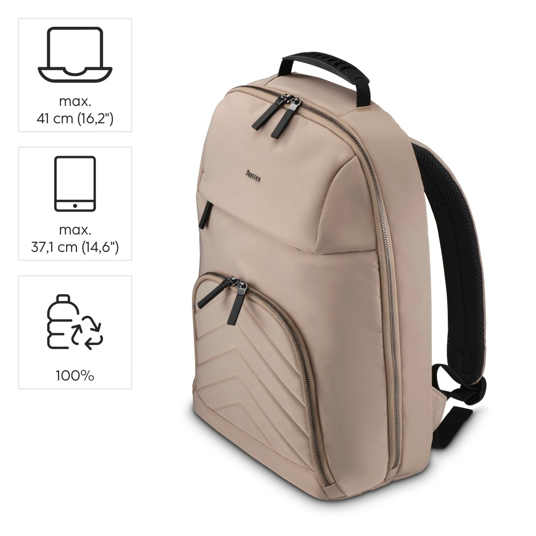 Hama Notebook-Rucksack »Laptoprucksack bis 16,2“ (leicht, gepolstert, 4 extra Fächer)«