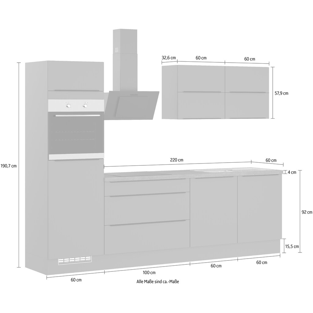 IMPULS KÜCHEN Küche »IP 3150«, vormontiert, mit E-Geräten, Breite 280 cm
