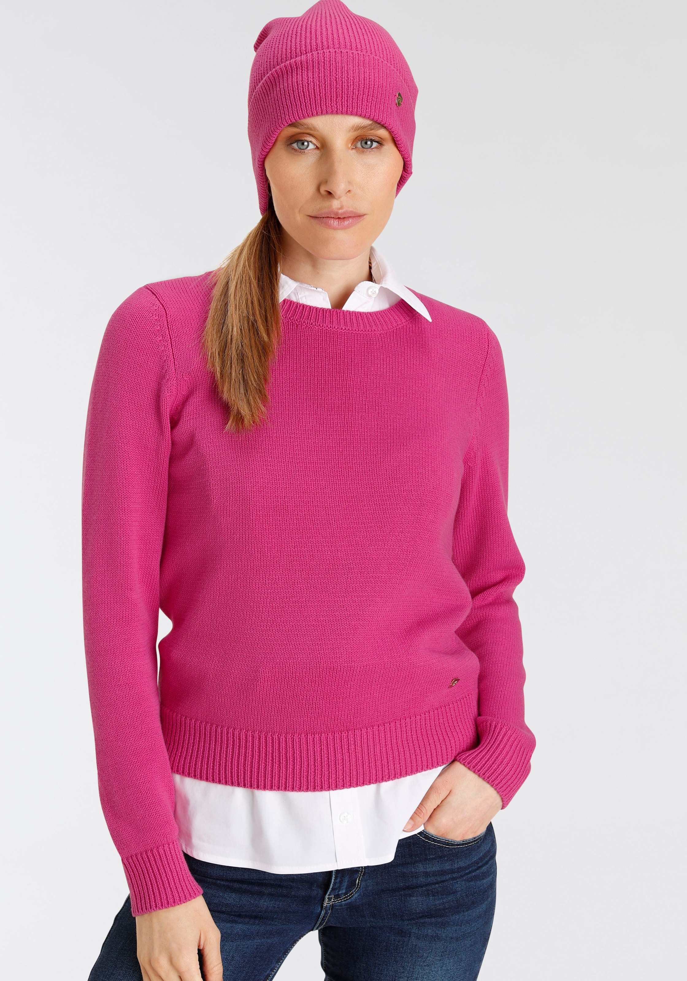 UNIVERSAL passender Pullover MARKE! - tlg., kaufen NEUE Rundhalspullover, 2 online DELMAO Mütze), + | (Set, mit Mütze