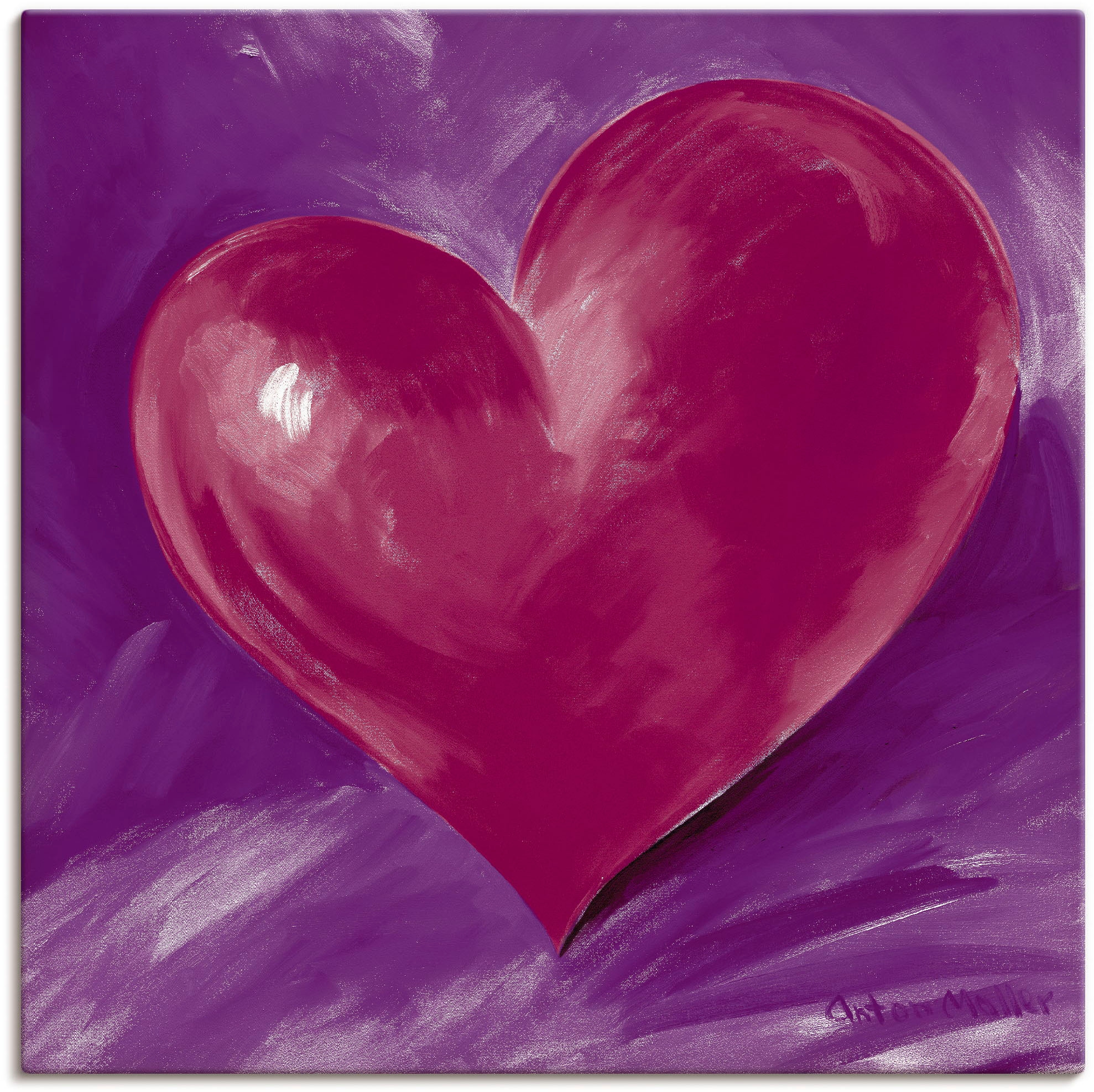 Artland Leinwandbild, Größen Poster bestellen Raten Herzen, auf oder in Wandaufkleber Alubild, St.), »Herz Wandbild (1 versch. in Beerentönen«, als