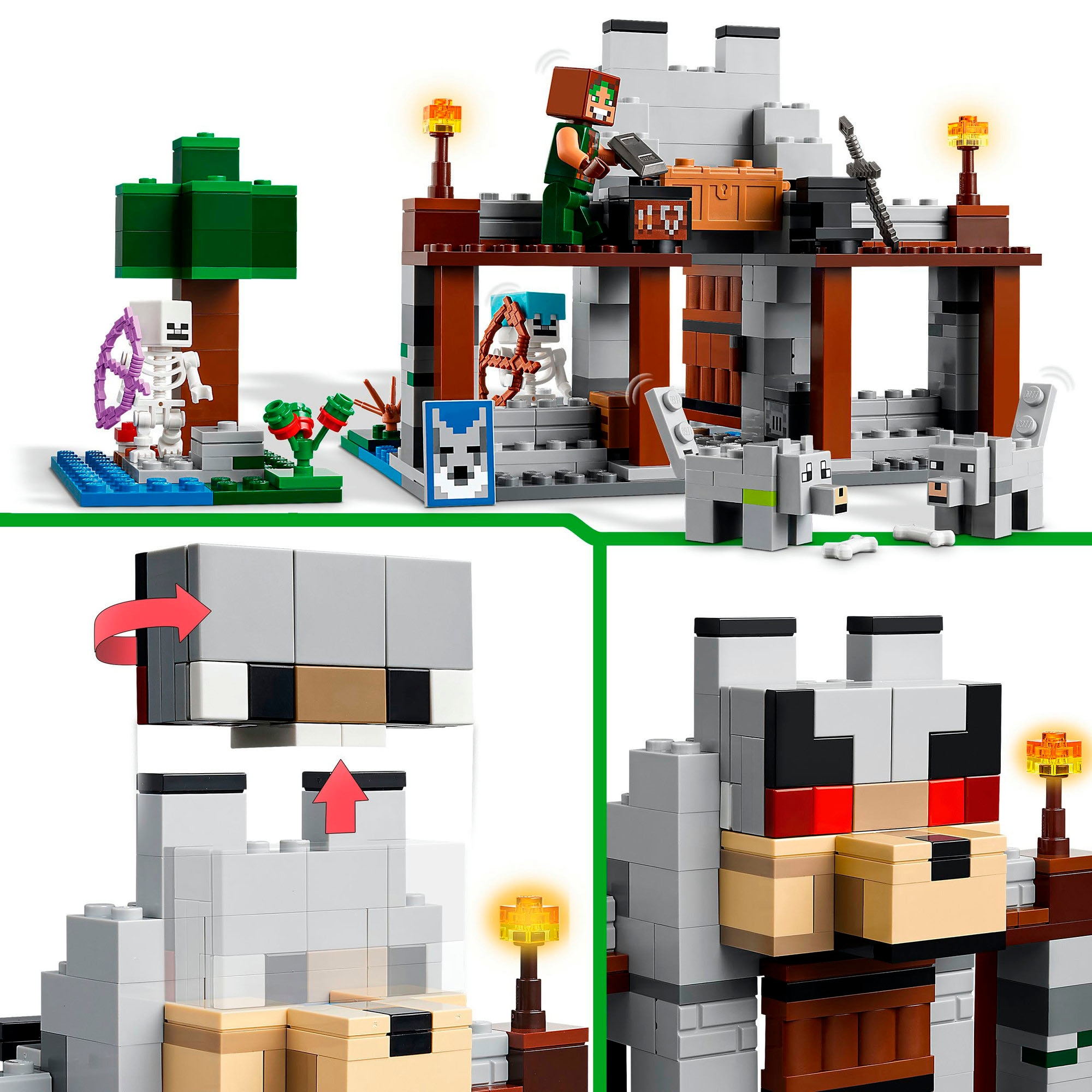 LEGO® Konstruktionsspielsteine »Die Wolfsfestung (21261), LEGO Minecraft«, (312 St.), Made in Europe