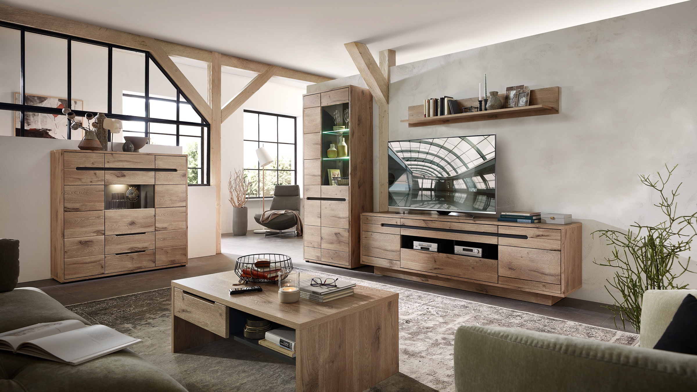 Innostyle Vitrine »BELLANO«, Viking Oak Nature