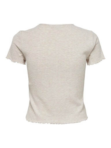 ONLY Rundhalsshirt »ONLEMMA – Kurzarmshirt mit gewelltem Abschluss«, Rundhals, modisch, regular fit, gewellter Abschluss, unifarben