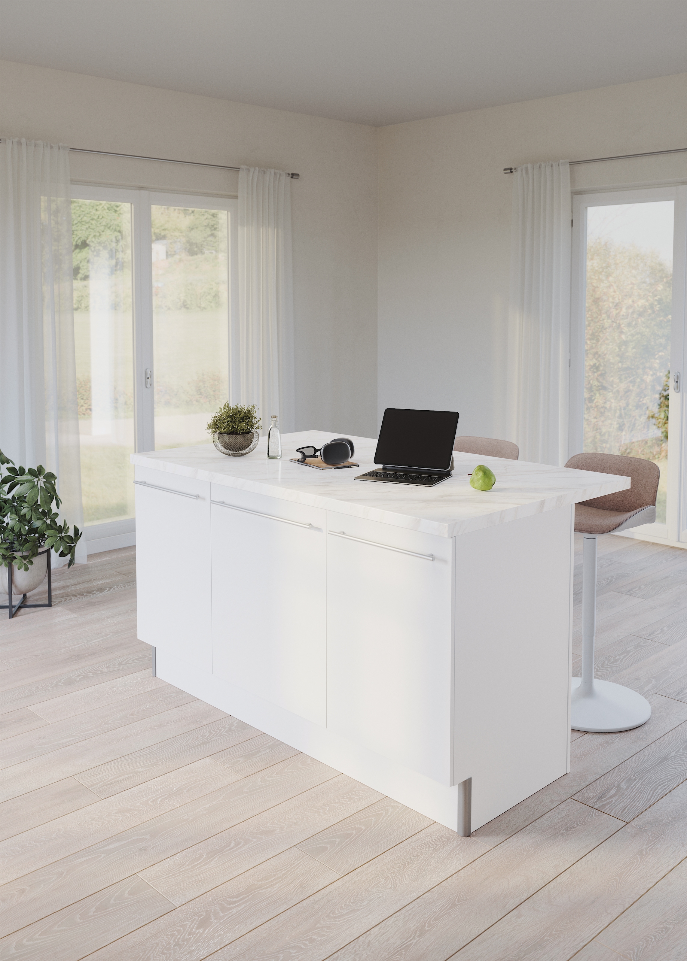 OPTIFIT Kücheninsel »Bern2«, Stellmaße 161 x 96,5 cm, mit durchgehender Arbeitsplatte als Theke
