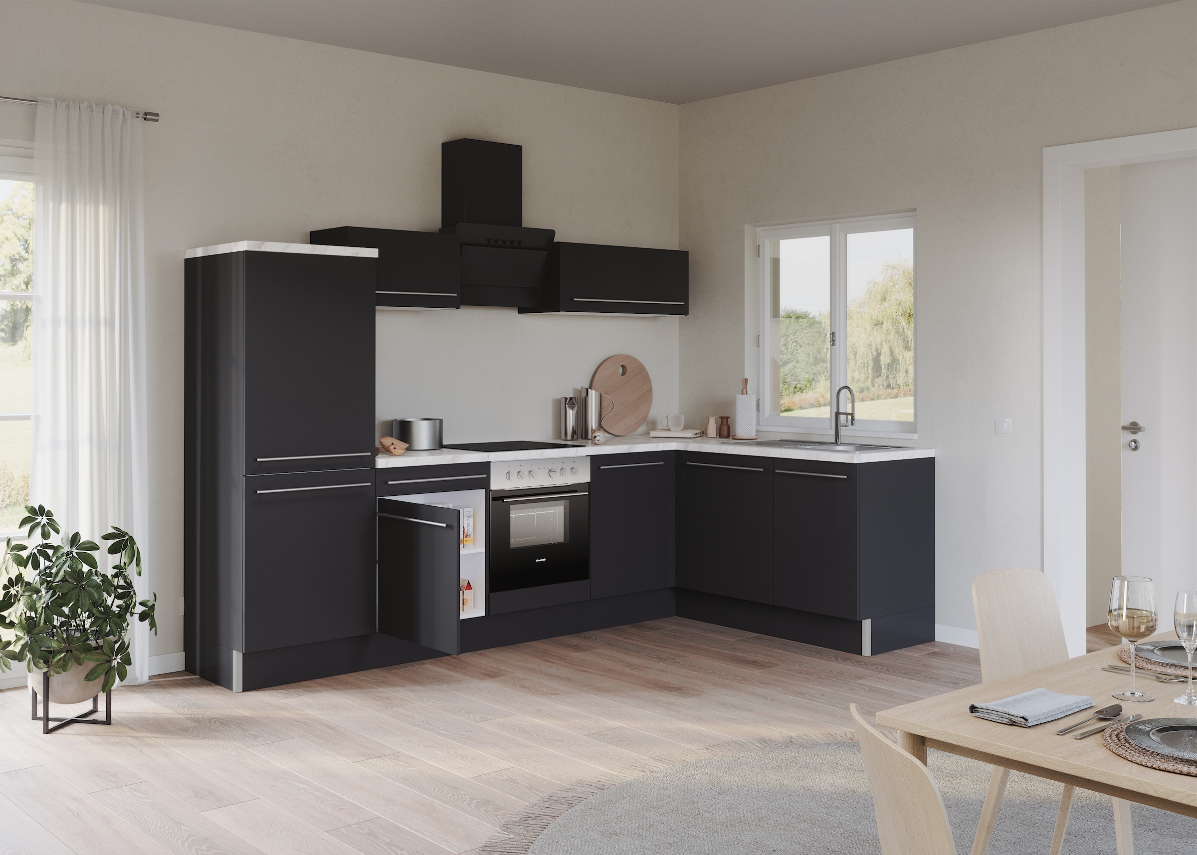 KOCHSTATION Küche »KS-Bern2«, Stellmaße 295 x 175 cm, wahlweise mit E-Geräten