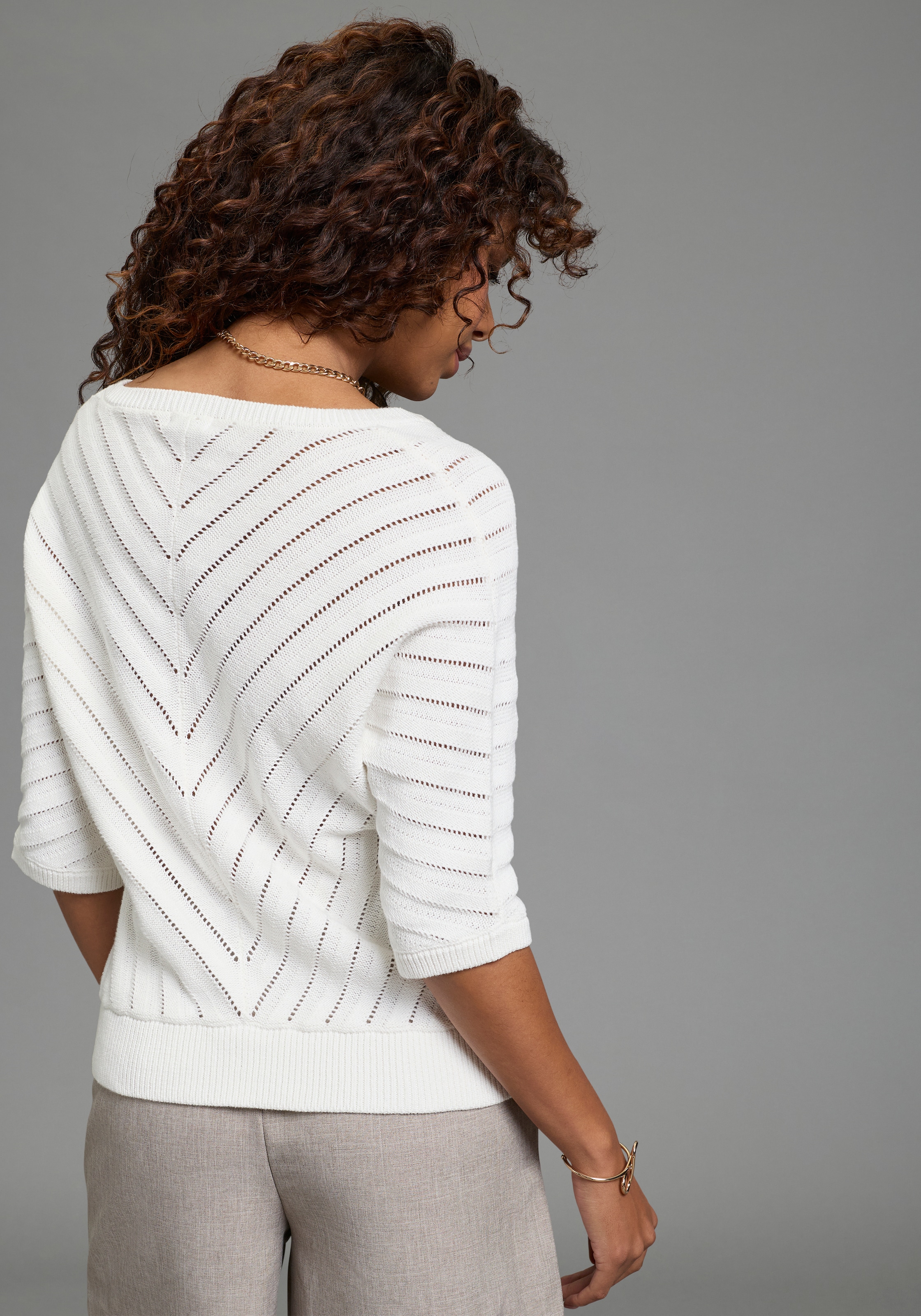 Bruno Banani Fledermauspullover in Ajour-Optik, ideal für den Frühling