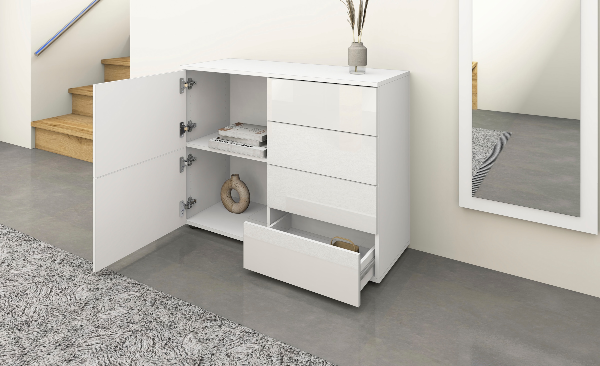 borchardt Möbel Garderoben-Set, (3 St.), Drucköffner (Push-To-Open), höhenverstellbare Einlegeböden