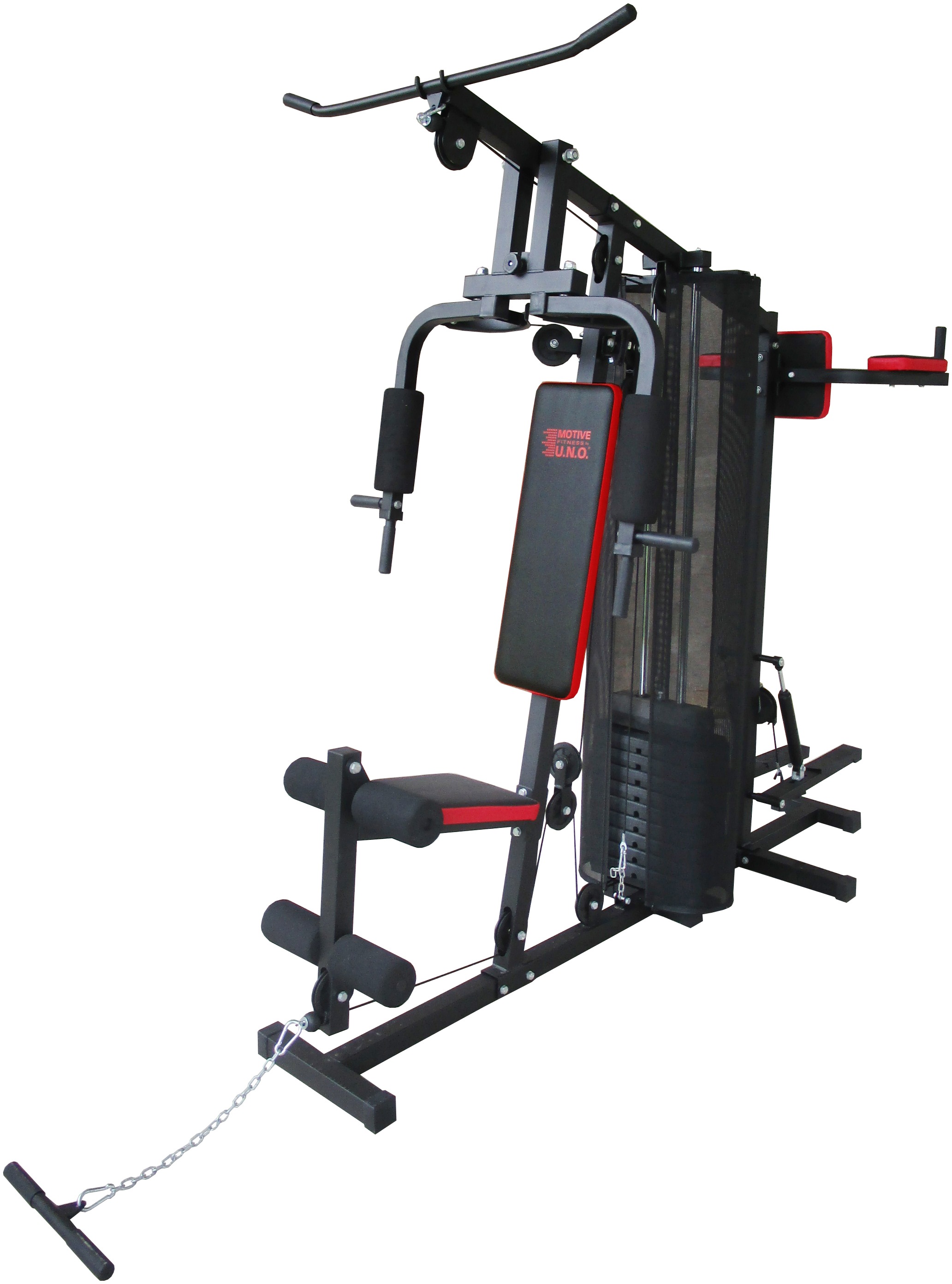 MOTIVE FITNESS by U.N.O. Kraftstation "Multi-Gym Challenge" 10 Gewichtsblöcke Seilzug, Butterflystange, Latzug, Ruderfunktion und mehr, max. Benutzergewicht 120 kg, max. Trainingsgewicht 100 kg