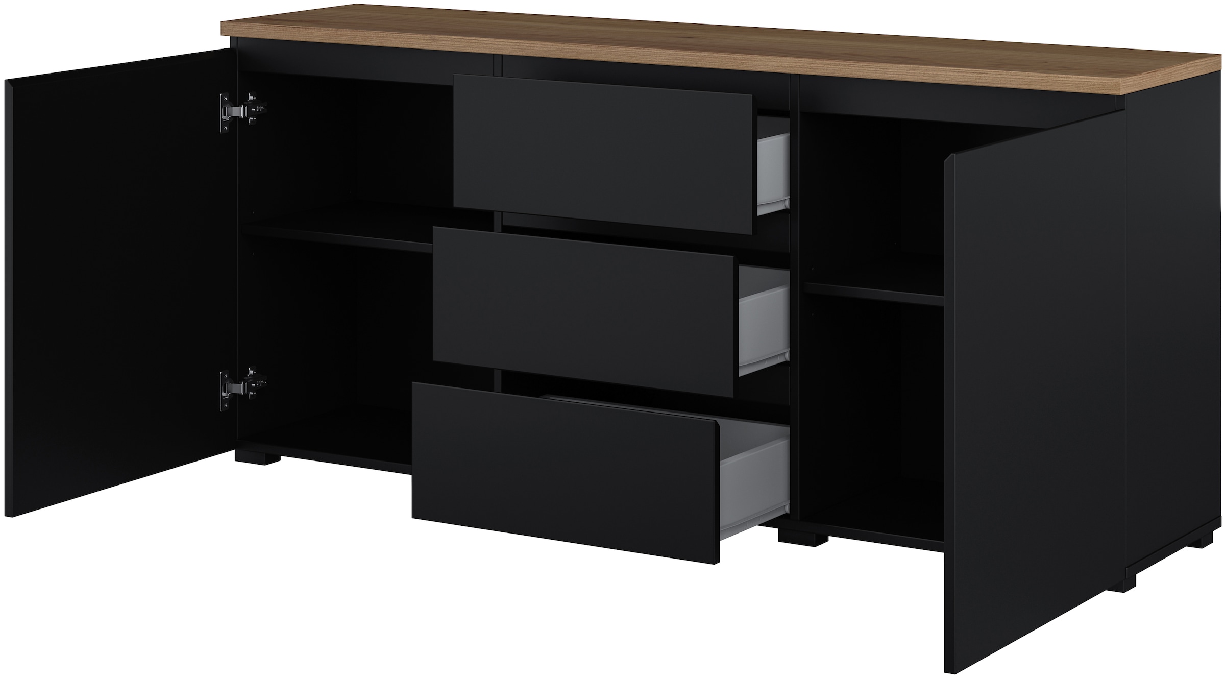 OTTO home Sideboard »Modo, Breite 150 cm, moderne grifflose Kommode 2Türen/3 SK« Schubladenkommode mit viel Stauraum, Einlegeböden verstellbar