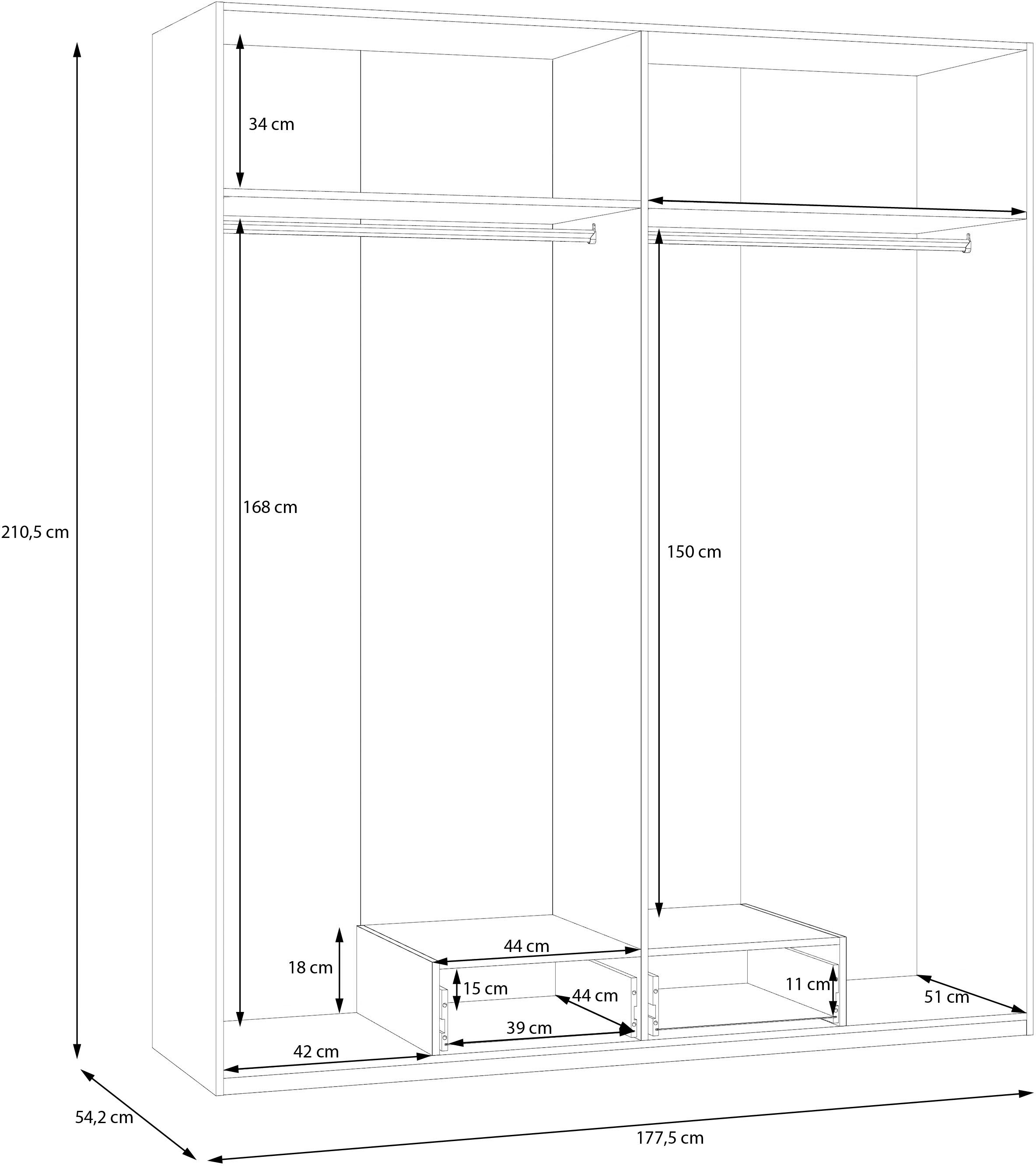FORTE Drehtürenschrank, Drehtürenschrank, sehr viel Stauraum