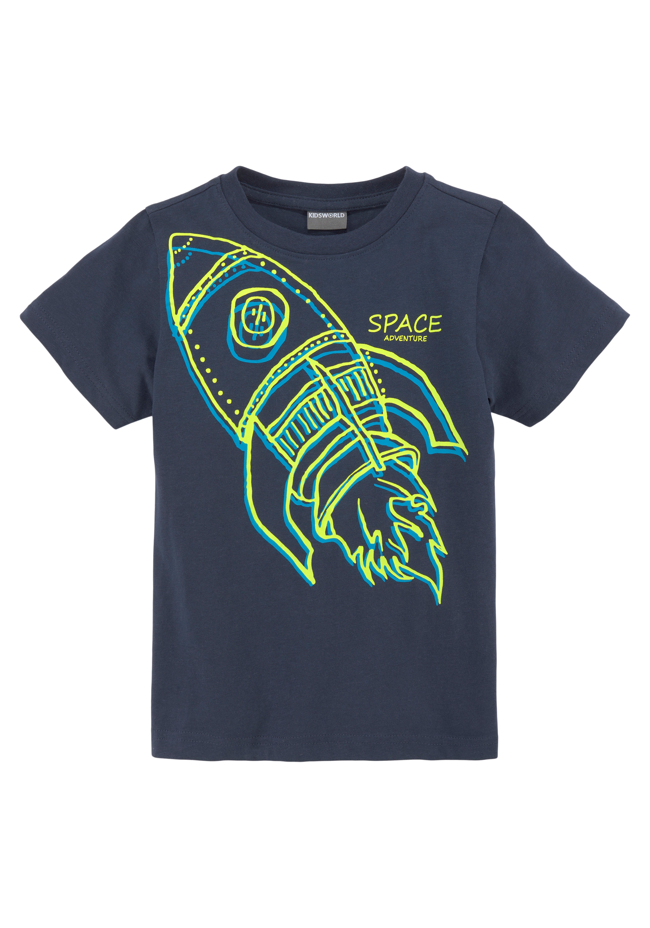 KIDSWORLD T-Shirt »RAKETE«, Kurzarm, Basic-Passform, mit trendigem Druck, Rundhalsausschnitt