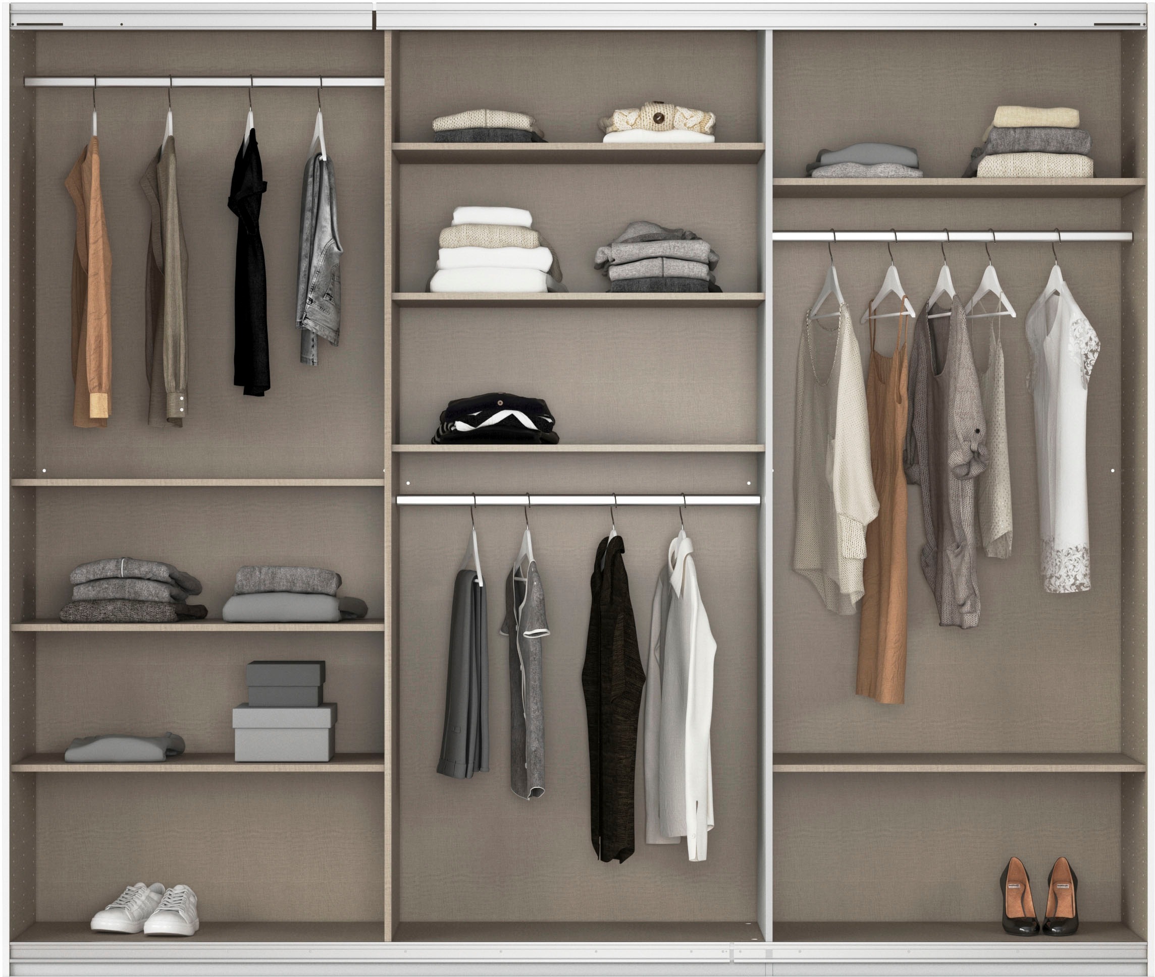 rauch Schwebetürenschrank »Kleiderschrank Kleiderschränke Schrank Garderobe AGORDO mit Glasfront«, durchdachte Innenausstattung, in 4 Breiten und 2 Höhen MADE IN GERMANY