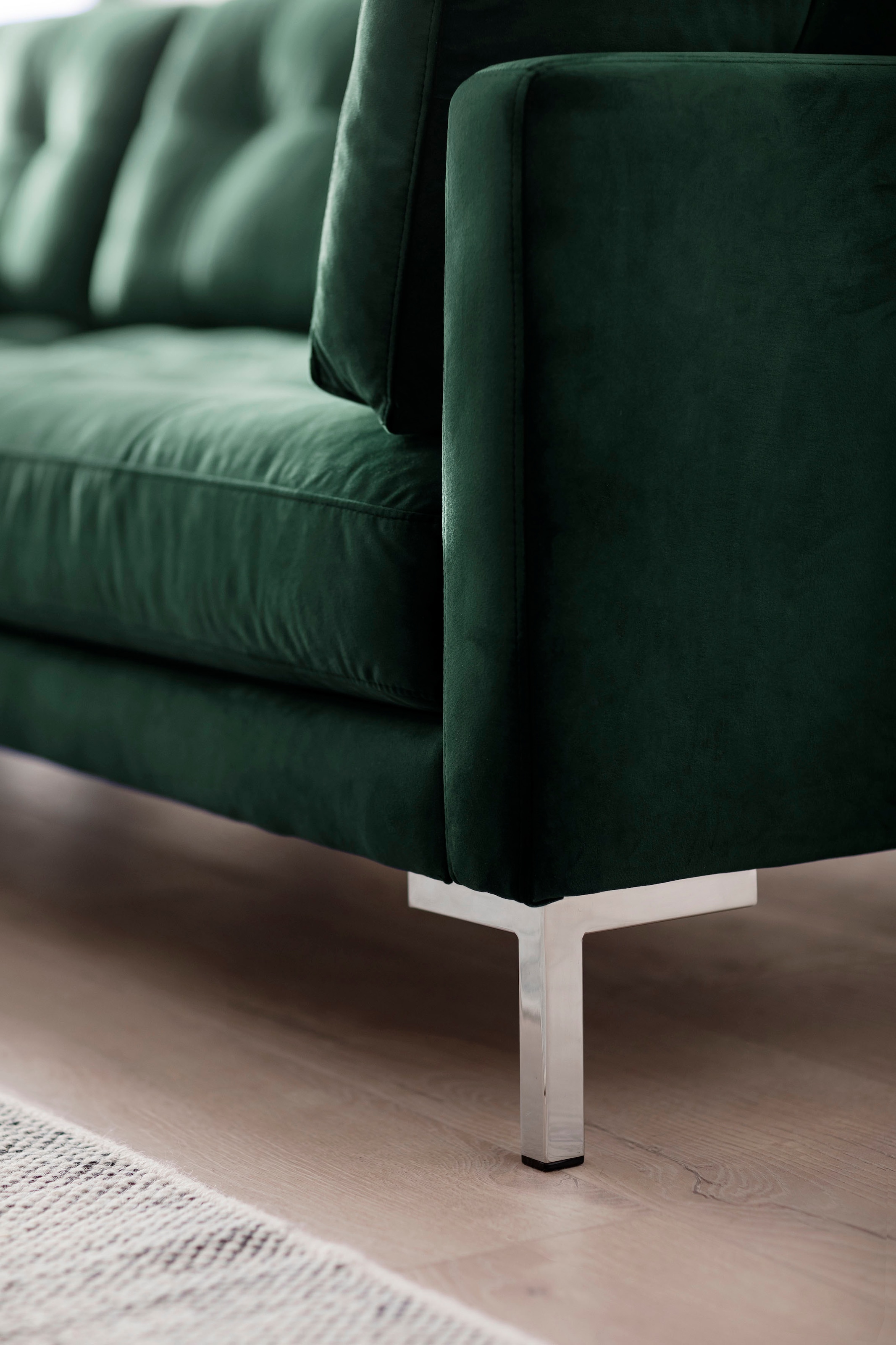 Trends by HG Ecksofa »Landau L-Form« in Cord-Stoff mit Metallfuß