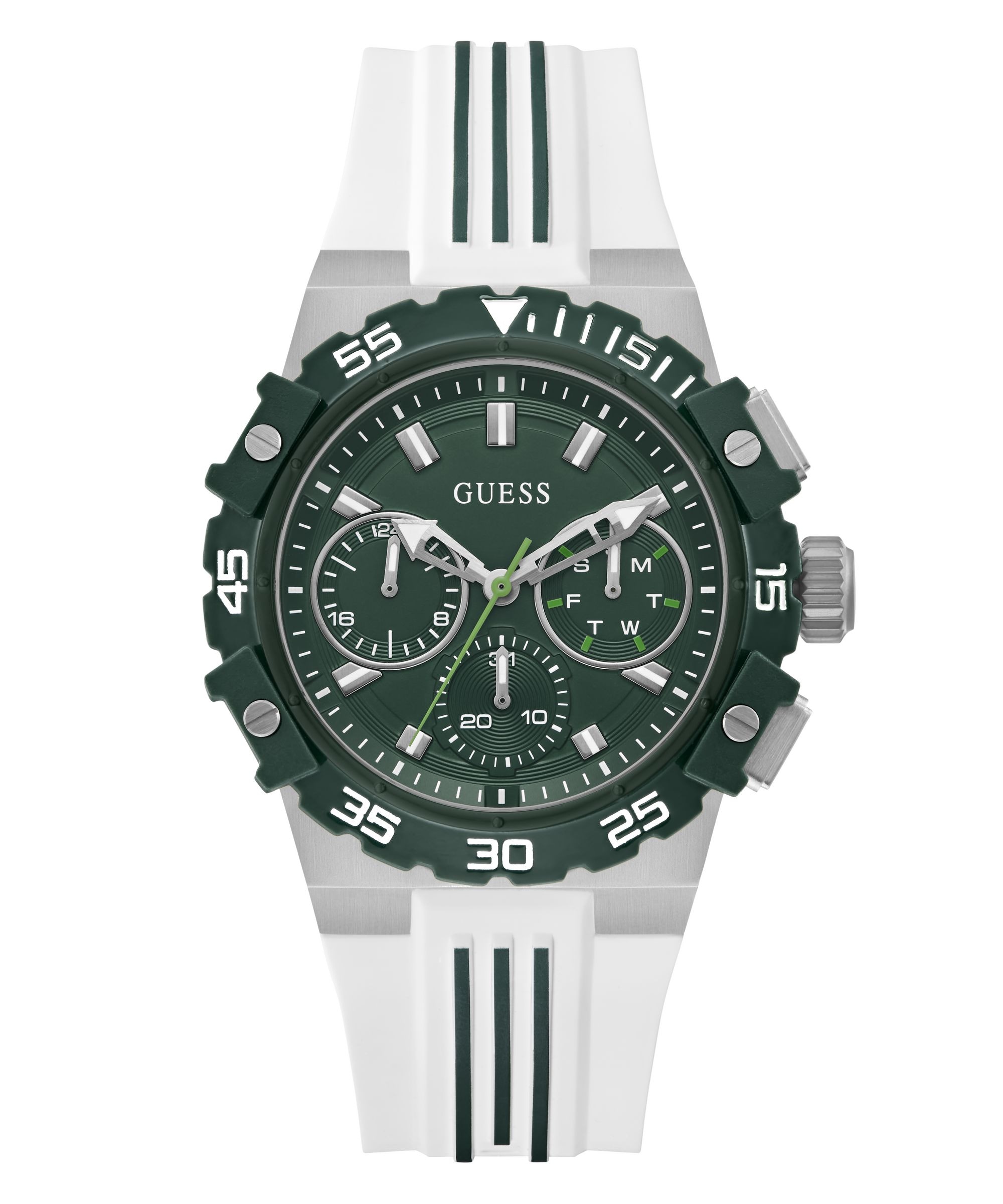 Guess Multifunktionsuhr »FORE« Quarzuhr, Armbanduhr, Herrenuhr, Silikonarmband, analog, Wochentag