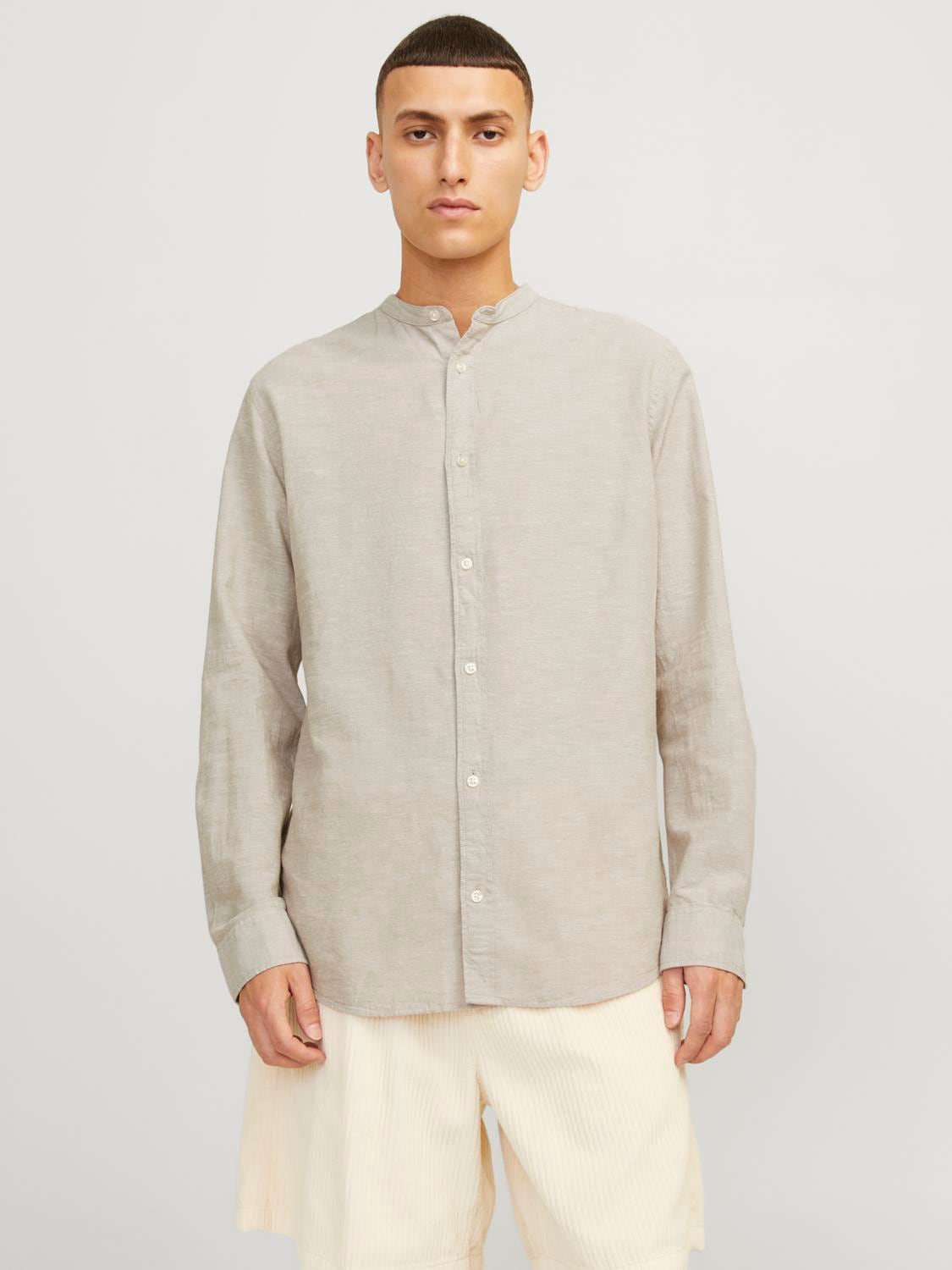 Jack & Jones Langarmhemd »JJELINEN BLEND BAND SHIRT LS SN«