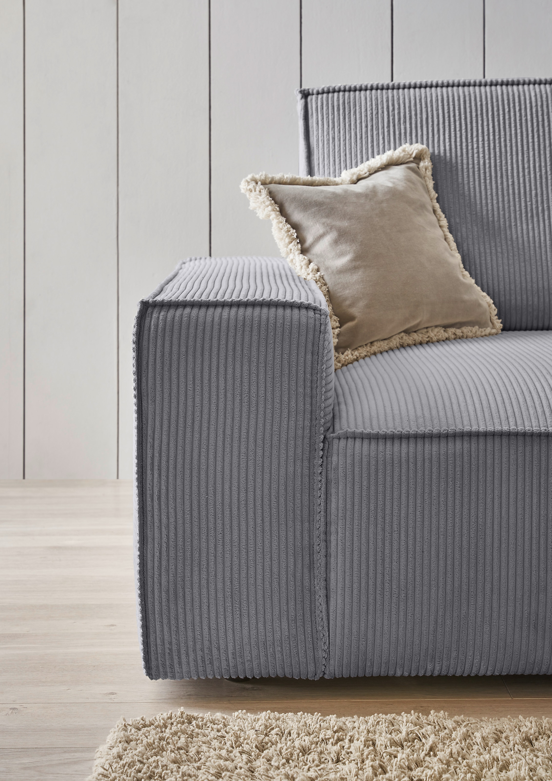 Home affaire Ecksofa »NEU: SHERWOOD XXL 284, Big-Sofa L-Form, tiefe Sitzfläche 95 cm, Cord«, Recamiere rechts/links, als Schlafsofa stellbar, Cord u. Leinenoptik