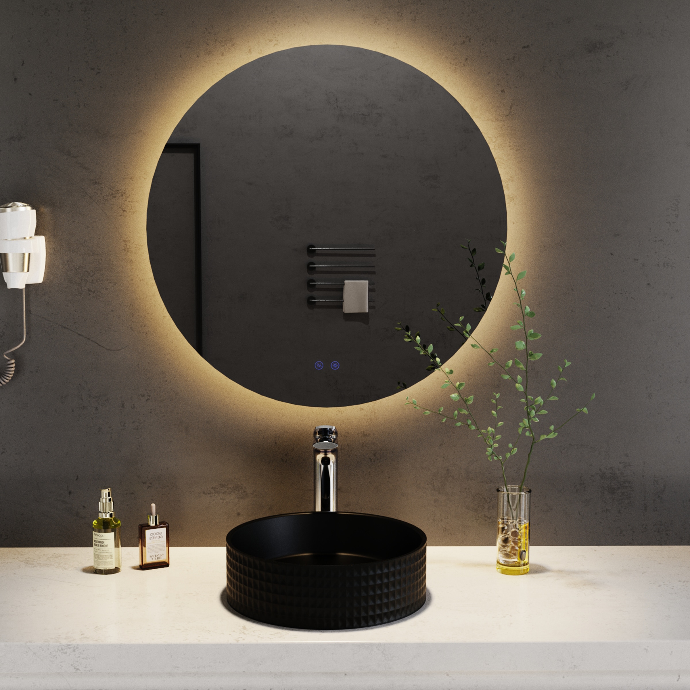 welltime LED-Lichtspiegel "Toledo rund, Spiegel mit LED Beleuchtung, Badspiegel" mit Anti-Fog Beschichtung