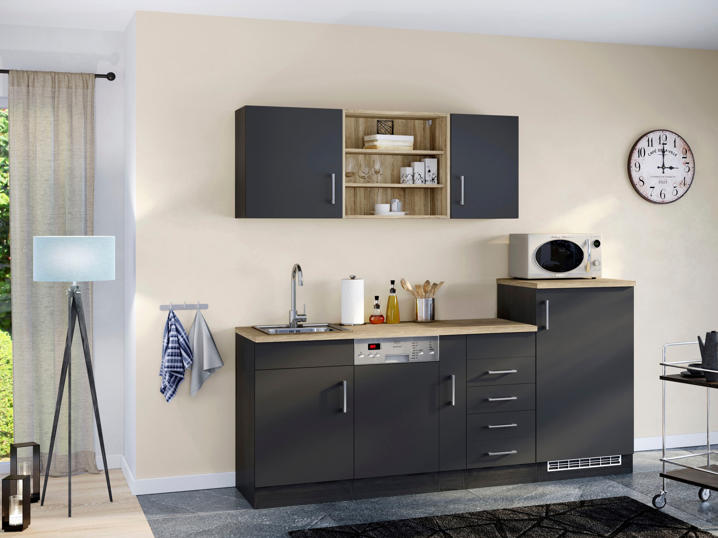 KOCHSTATION Küche »KS-Mali« Breite 210 cm, mit E-Geräten