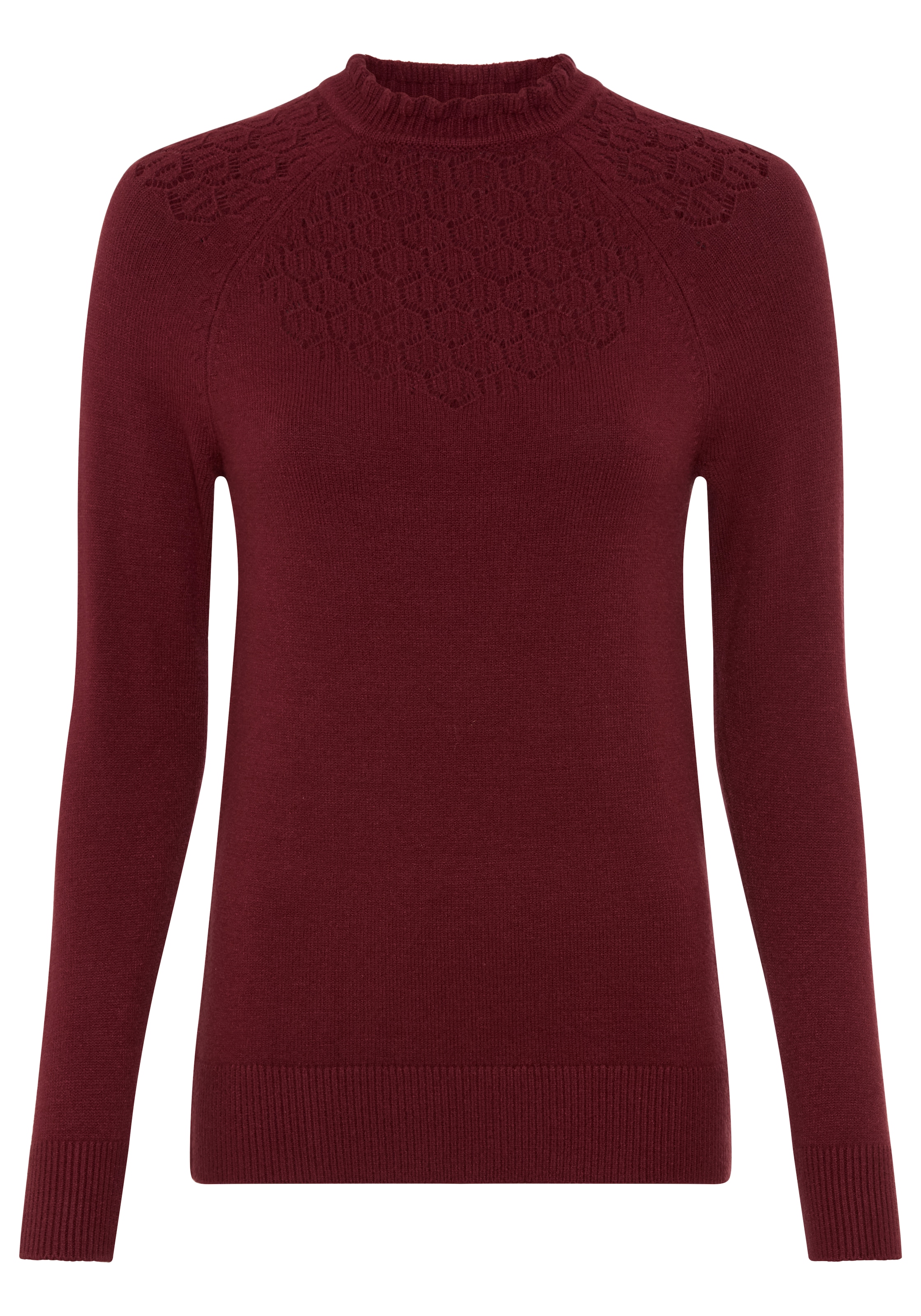 Laura Scott Strickpullover »aus Ajourstrick, mit figurbetonter Passform« aus weicher Viskosemischung, mit Wellenkante