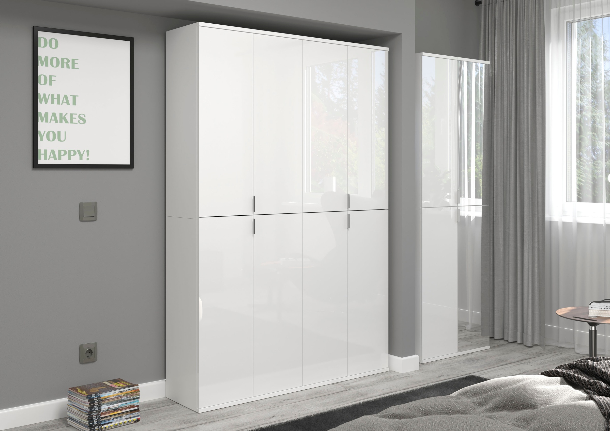 INOSIGN Garderoben-Set »Trondheim, Breite 122cm, best. aus 2 Schränken, 8 Türen, 18 Fächer«, (Set, 2 St.), inkl. ausziehbarer Kleiderstange, Garderobenschrank, Kleiderschrank
