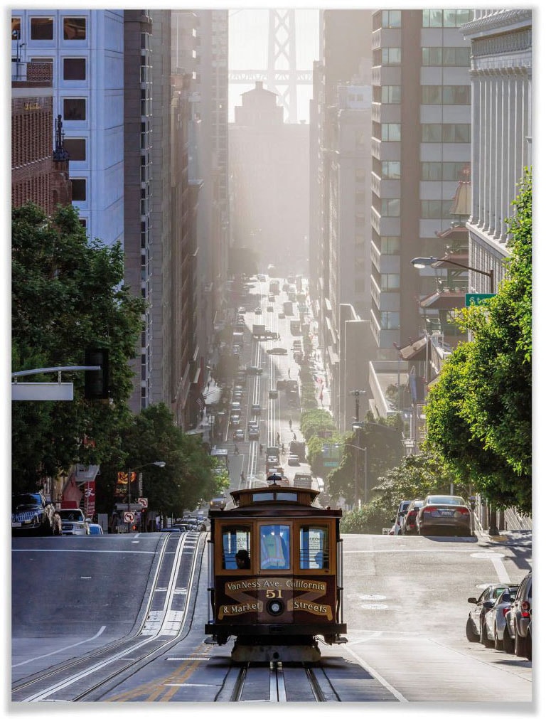 Wall-Art Poster »Cable Car San Francisco«, Städte, (1 St.), Poster, Wandbild,  Bild, Wandposter bequem bestellen