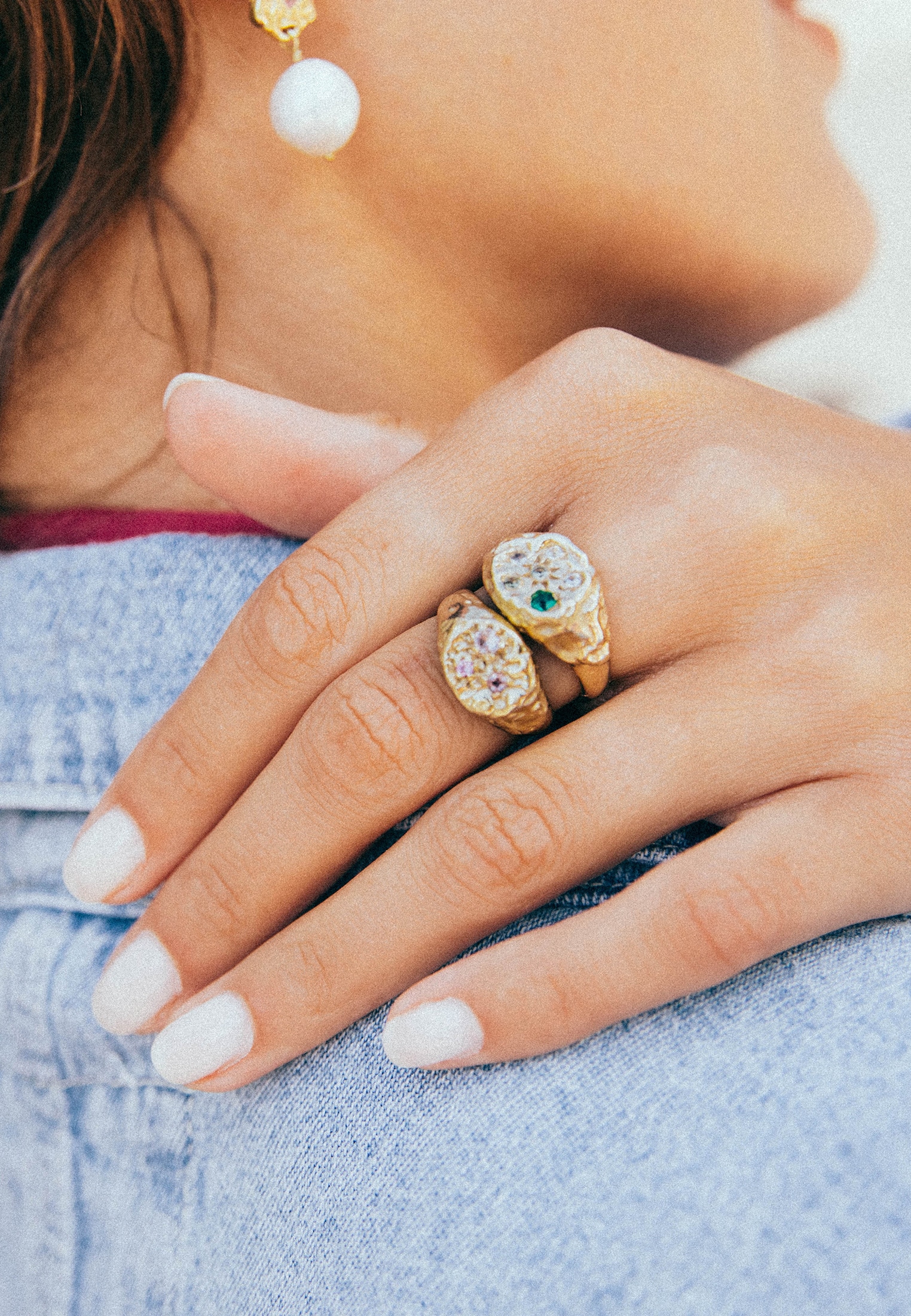 HAZE & GLORY Silberring »Ring Saphir Rosa - Tilli 375 Gelbgold«