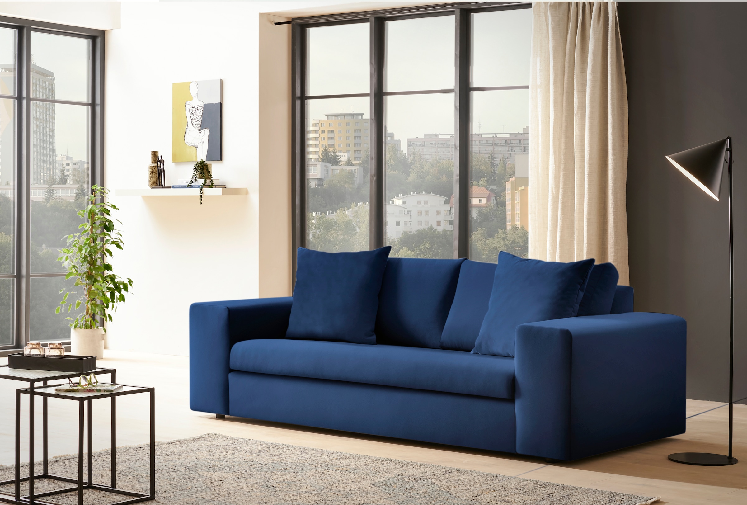 Home affaire 2-Sitzer »SLEETLAND XXL in Samtvelours oder Vintage-Leder-Optik« besonders groß und bequem