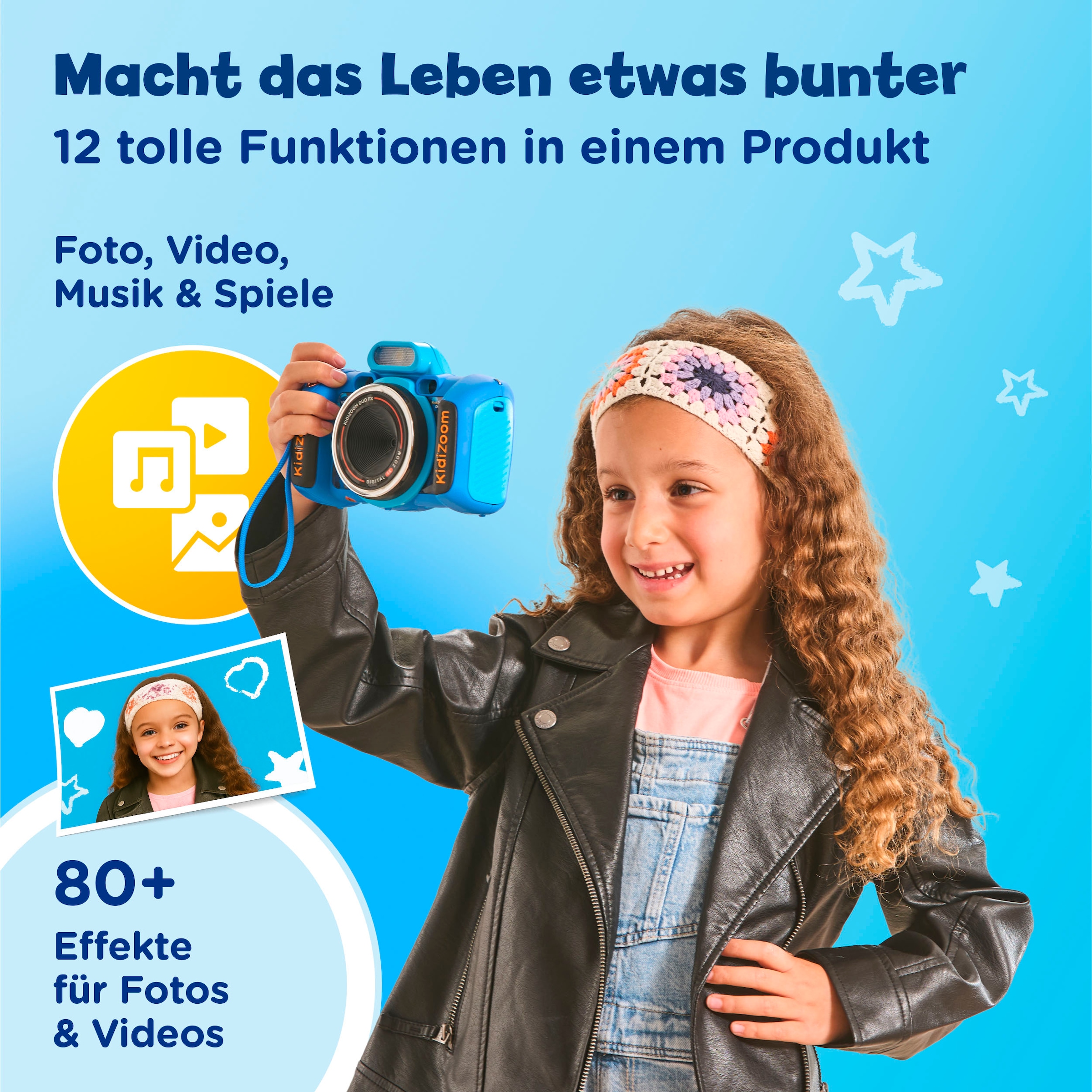 Vtech® Kinderkamera »KidiZoom Duo FX blau« , inkl. inkluisve Kopfhörer