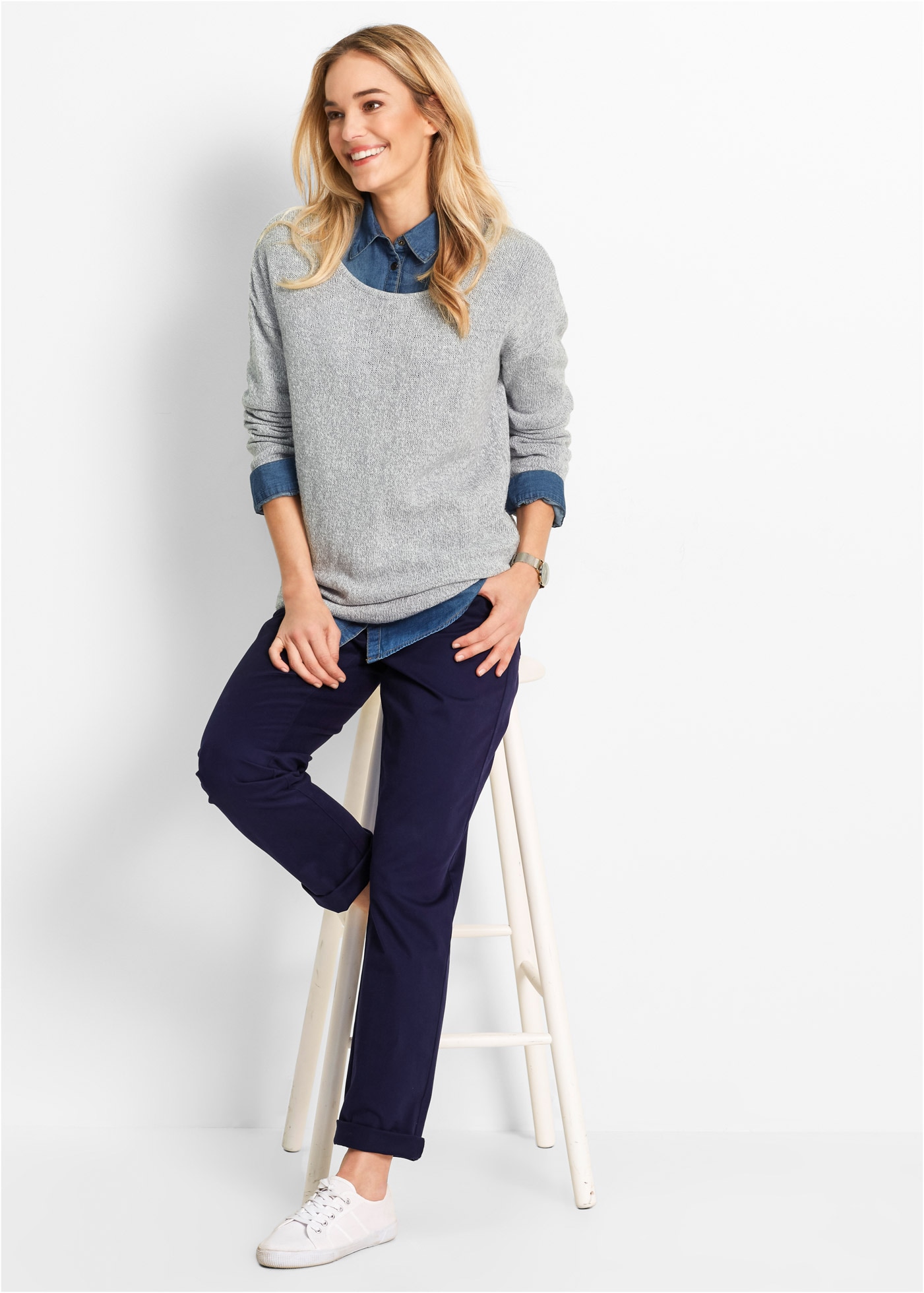 bonprix Schlupfhose »Twill Treggings aus elastischem Baumwoll-Mix«  aus elastischem Baumwoll-Mix, Regular Fit, gerades Bein