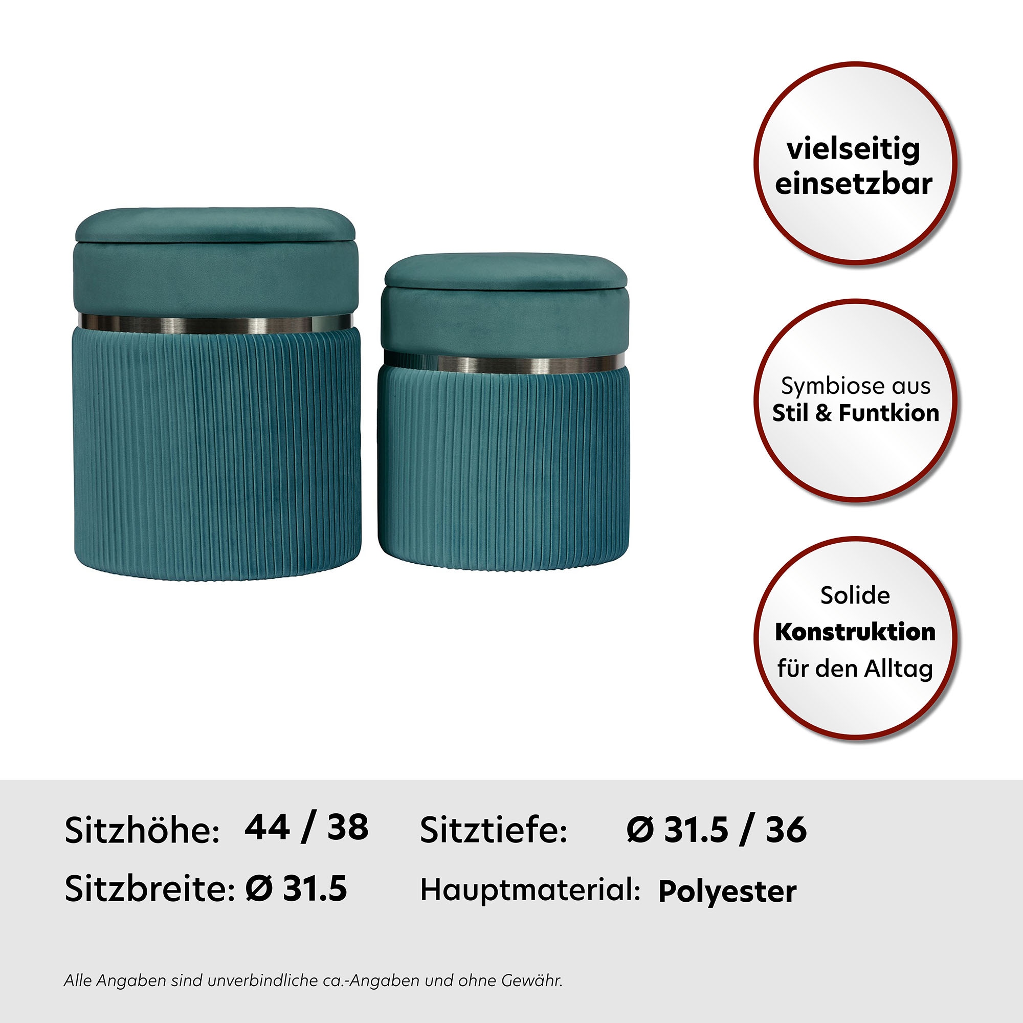 Kayoom Polsterhocker »Hocker Zora 325 2er-Set«, gepolstert, mit Stauraum
