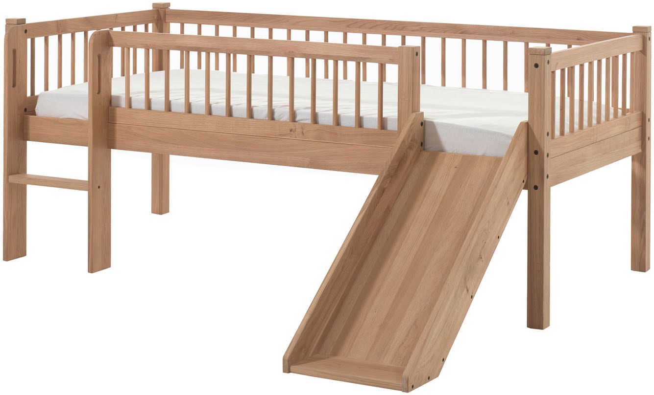 Vipack Massivholzbett »Forrest Massivholzbett Made in Europe, stabil und hochwertig gebaut« 90/200 cm, mit Rollrost, Leiter und Rutsche, seitenverkehrt montierbar, 