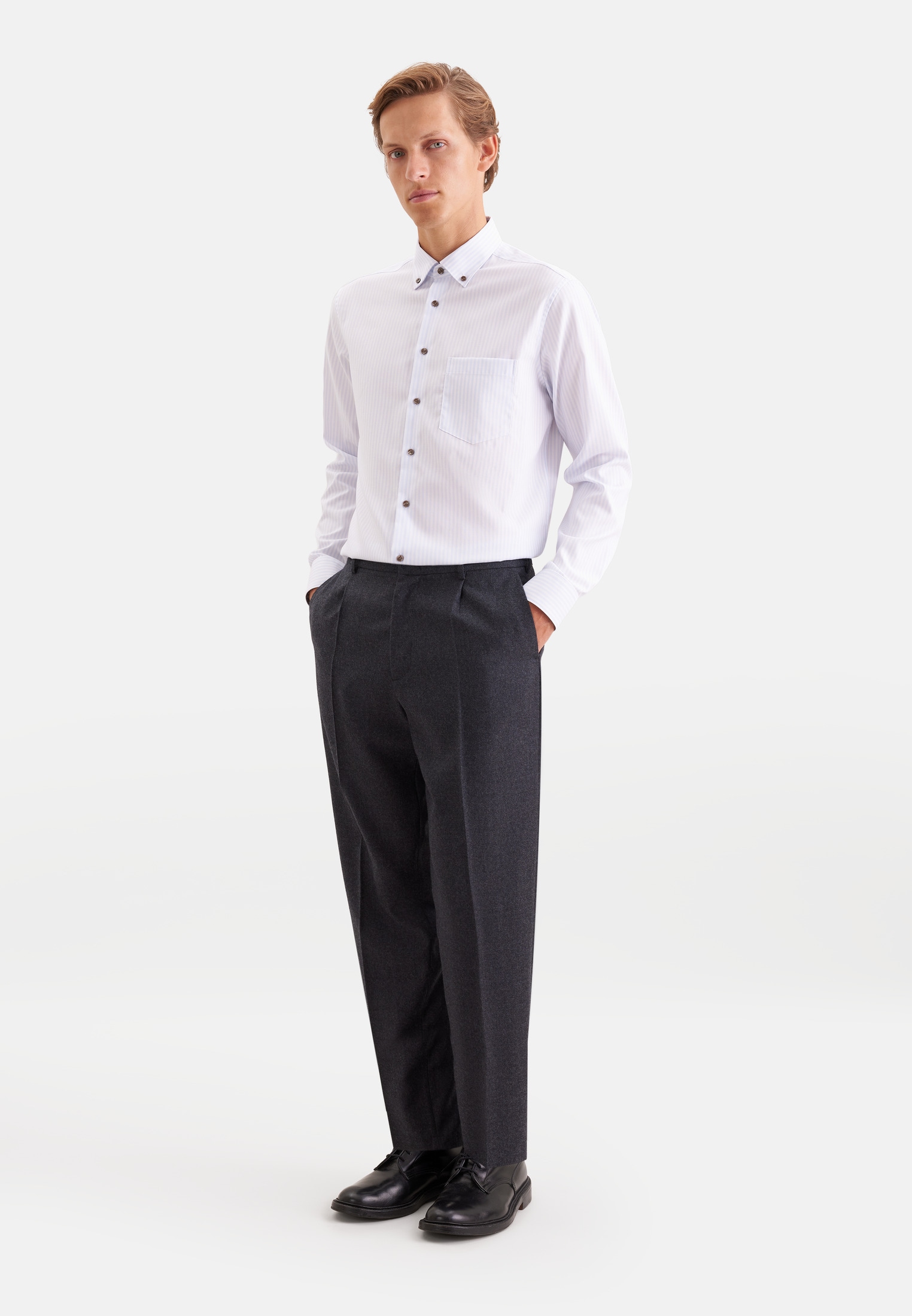 seidensticker Businesshemd »Schwarze Rose« Regular 1/1 Button-Down-Kragen Gestreift
