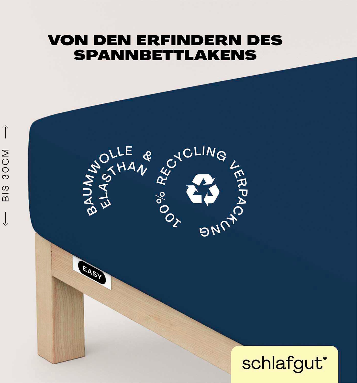 Schlafgut Spannbettlaken »EASY JERSEY ELASTHAN Bettlaken, 170 g/m², 95% Baumwolle, 5% Elasthan« Spannbettlaken bis 30 cm Höhe, bügelfrei, pflegeleicht, perfekter Sitz
