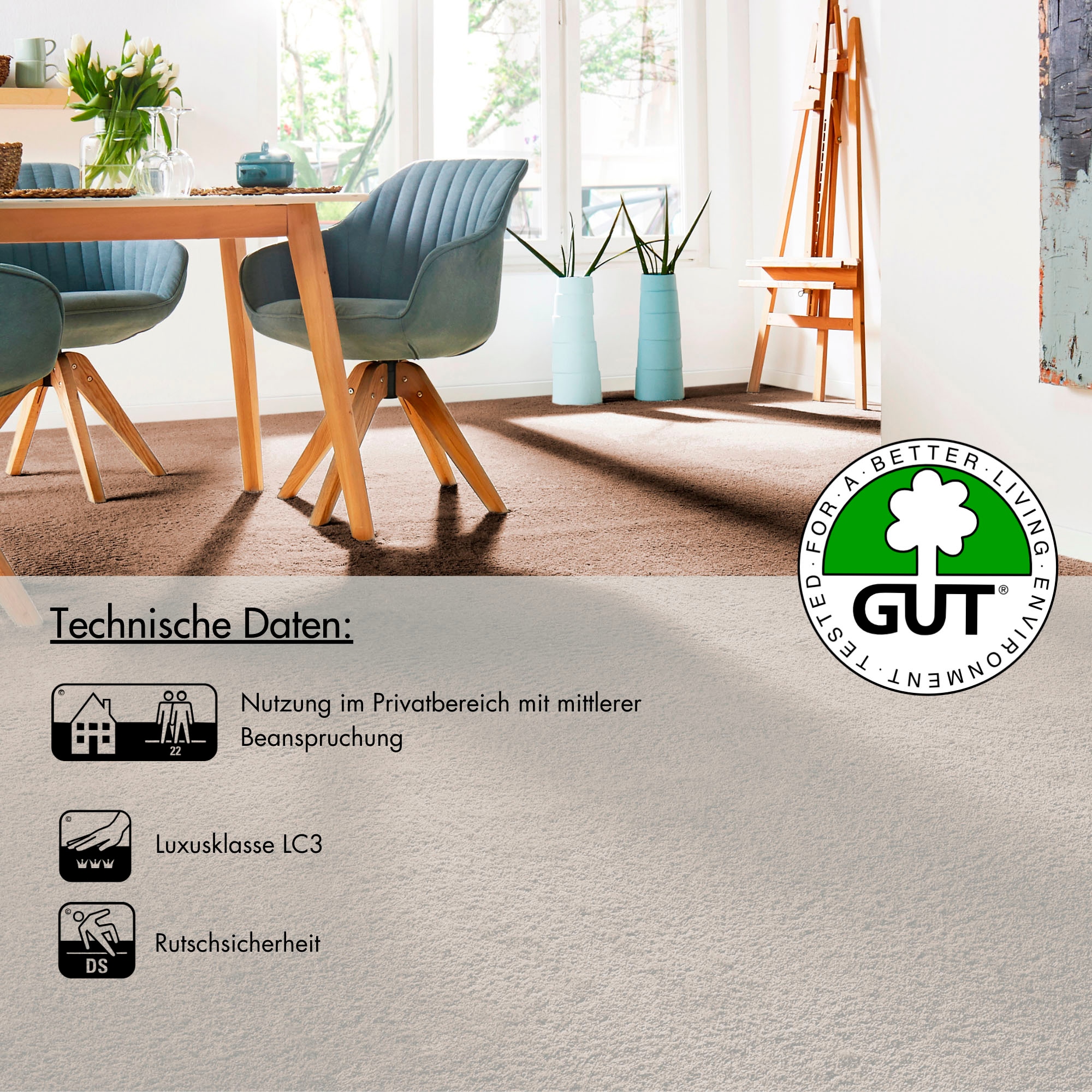 Andiamo Teppichboden »Sophie, Frisee-Velours, Made in Netherlands« rechteckig 12 mm Höhe Uni Farben, Breite 400 cm oder 500 cm, strapazierfähig & pflegeleicht