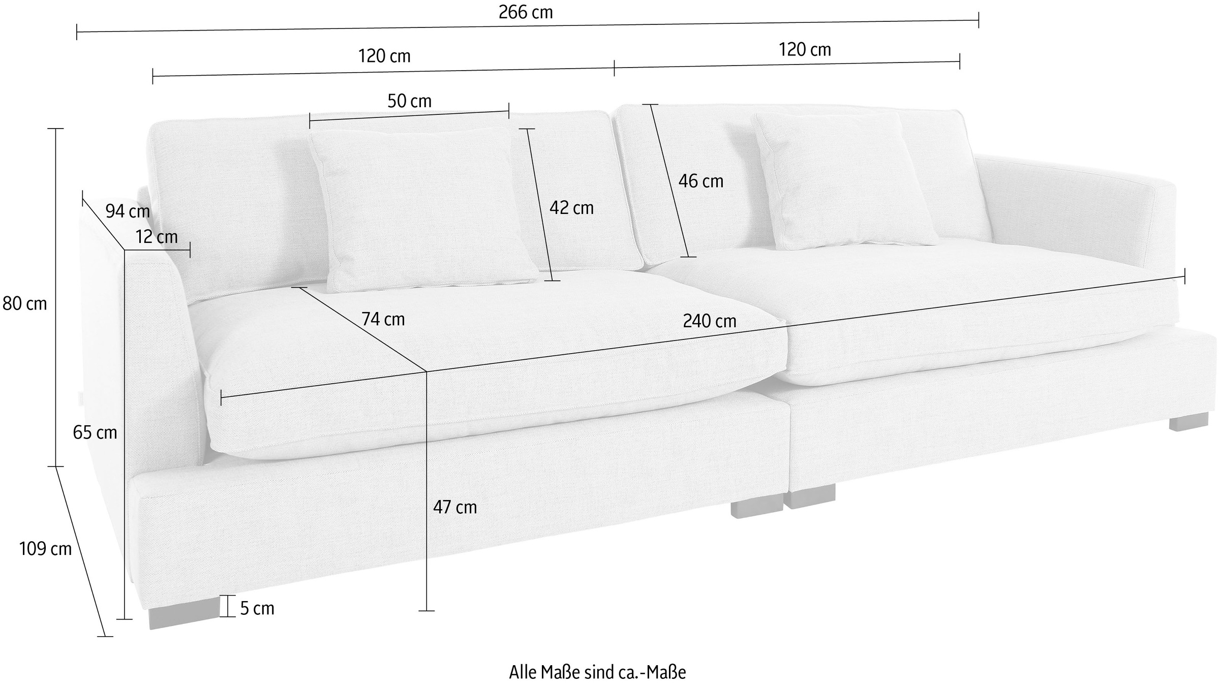 Guido Maria Kretschmer Home&Living Big-Sofa »Annera«, weicher Sitzkomfort, mit extra tiefen Sitzflächen, Füllung mit Federn