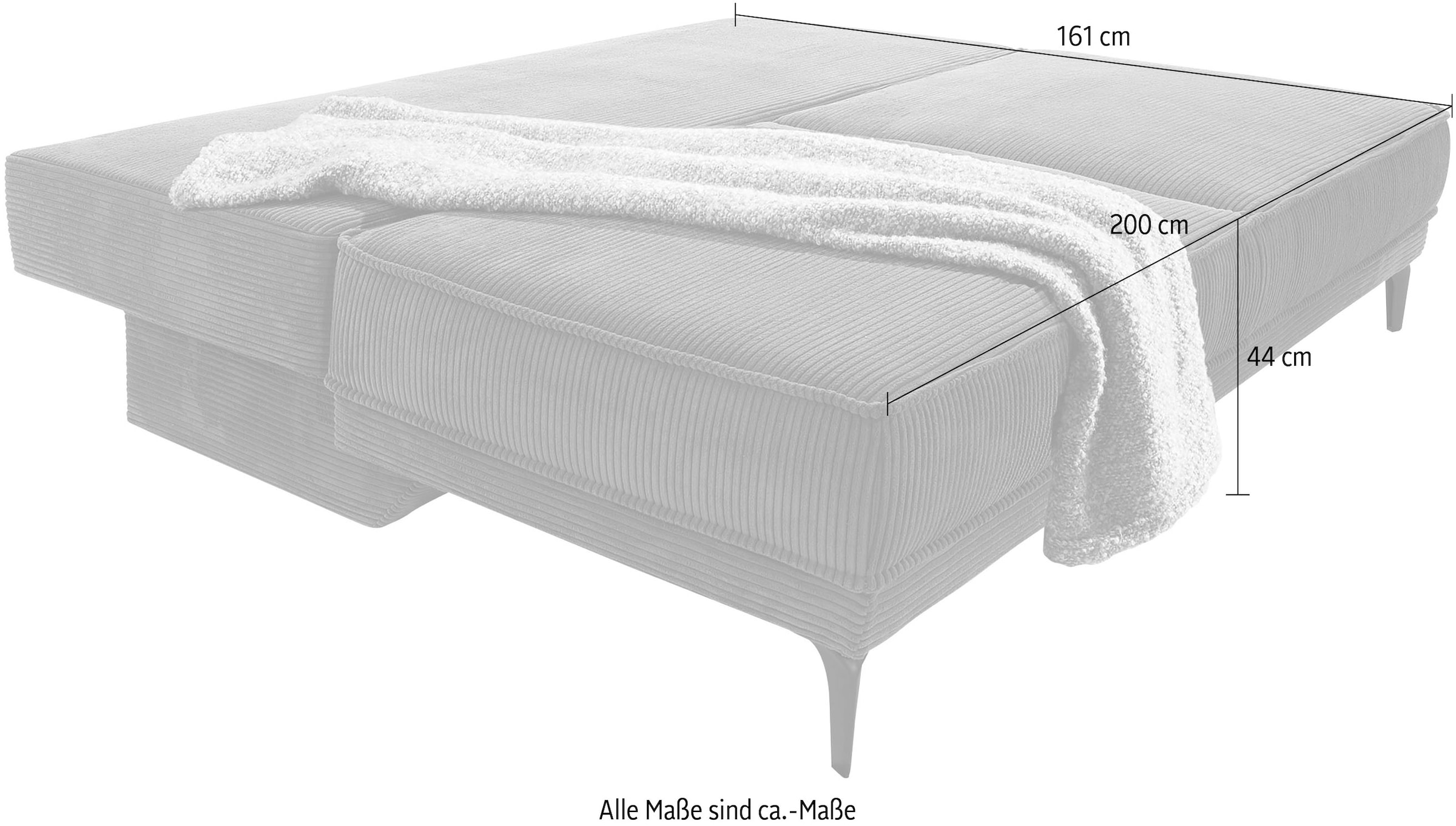 Jockenhöfer Gruppe Schlafsofa »Maestro, B: 203 cm, Liegefl. 161x200 cm, Dauerschläfer« mit Bettfunktion & Bettkasten, Tonnentaschenfederkern