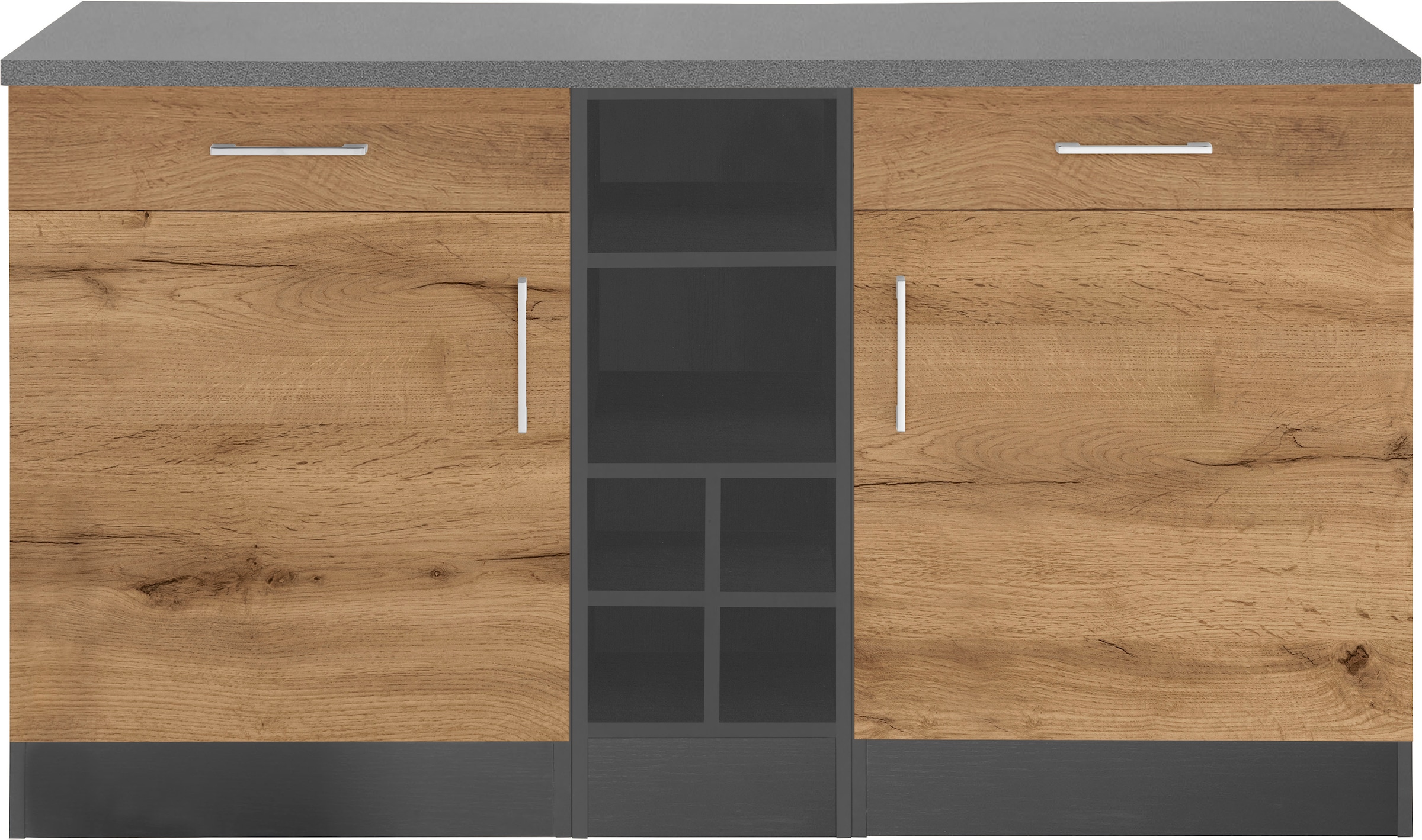 KOCHSTATION Unterschrank »KS-Colmar« 150 cm breit, 2 Schubkästen, 2 Türen, 6 Fächer, für viel Stauraum