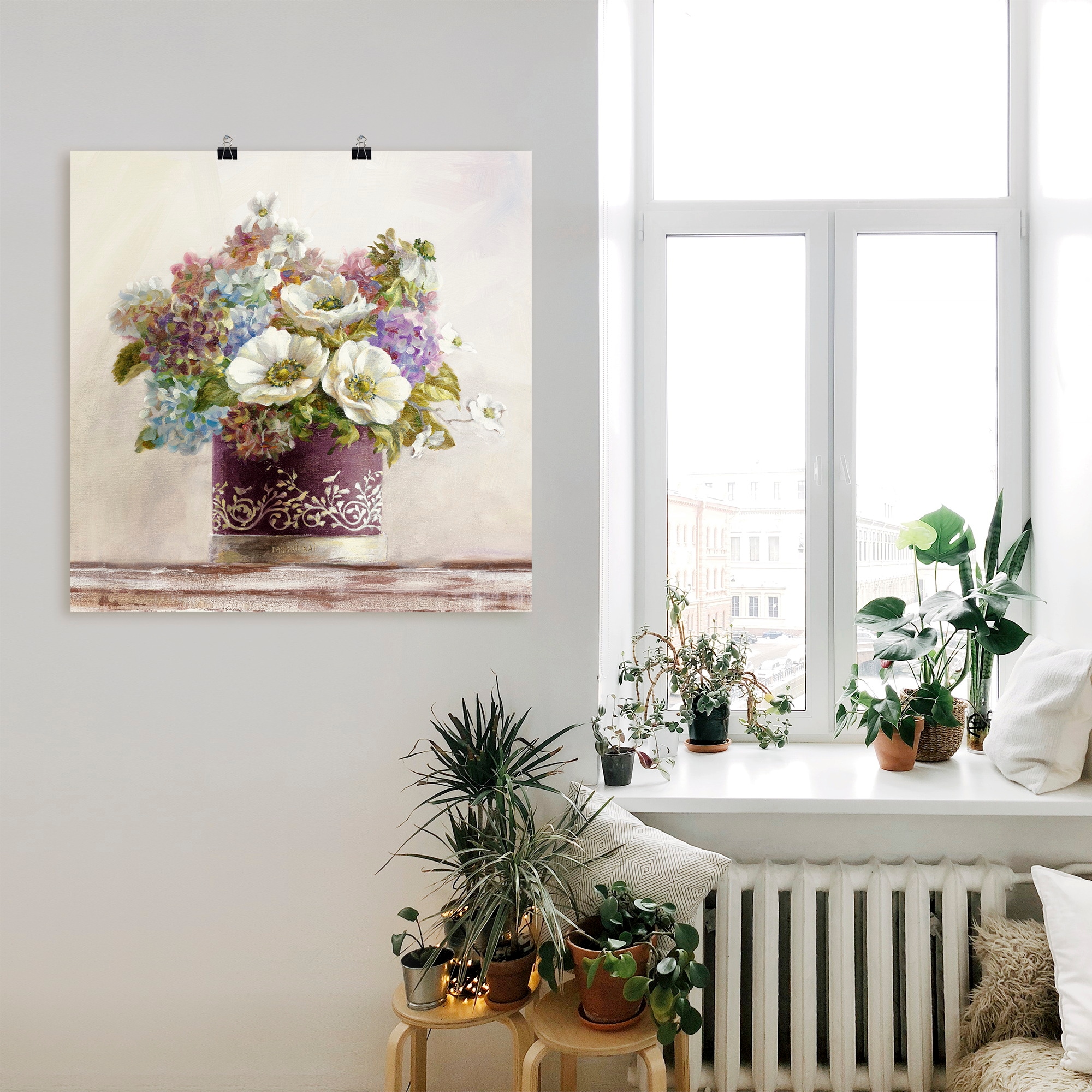 Artland Wandbild »Anemonen in Auberginer Hutschachtel« 1 Stk. tlg. als Leinwandbild, Poster, Wandaufkleber in verschied. Größen