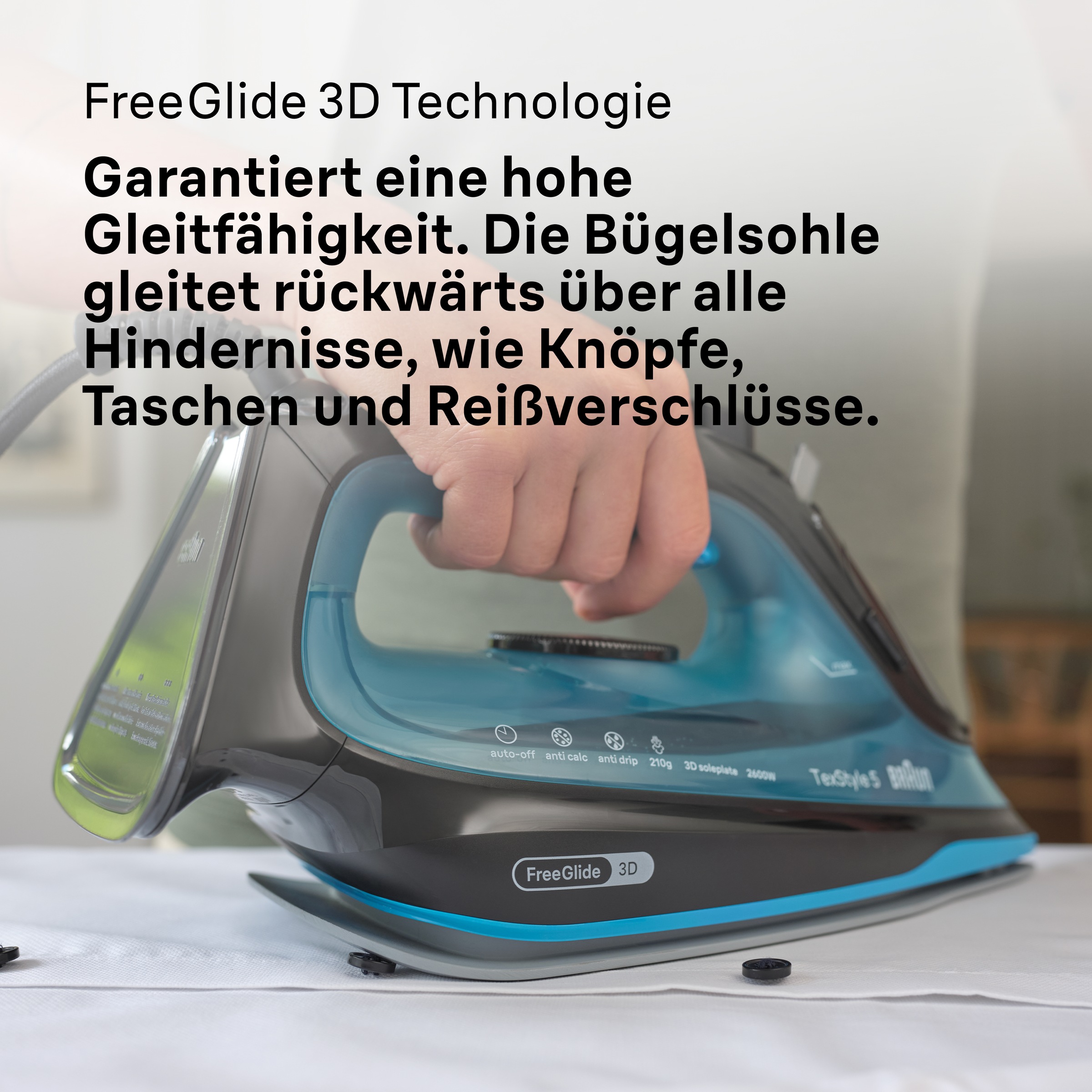 Braun Dampfbügeleisen »TexStyle 5 SI 5256 BL«, 2600 W, schwarz/blau