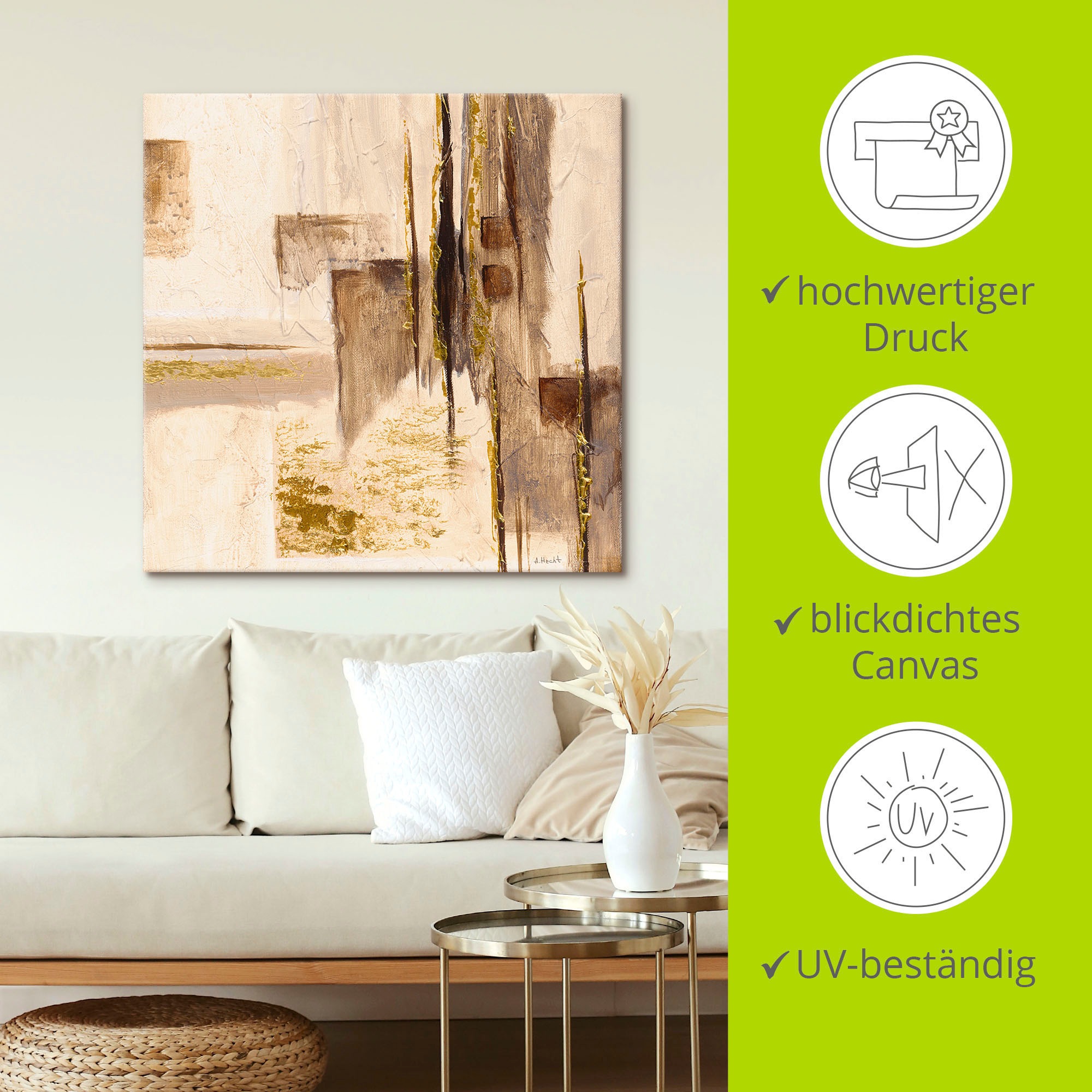 Artland Leinwandbild »Goldene Silhouette I« Muster 1 Stk. tlg. auf Holzrahmen gespannt