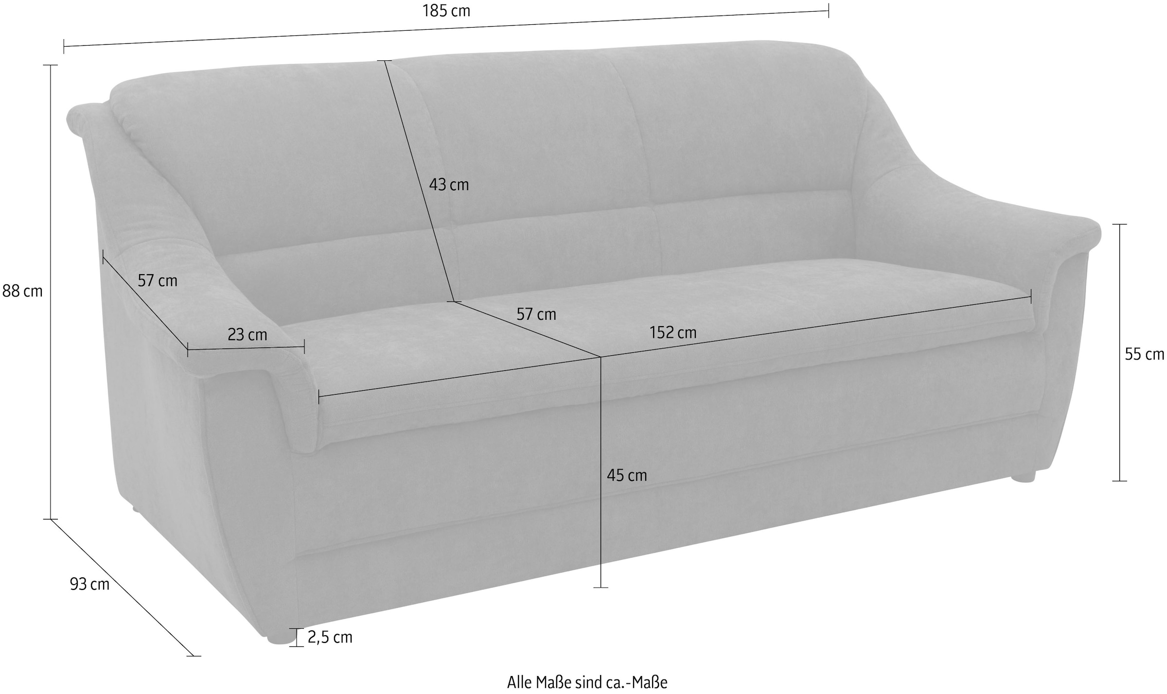 DOMO collection 3-Sitzer »Lale, zeitloses und komfortables Sofa, bequeme Armlehnen«