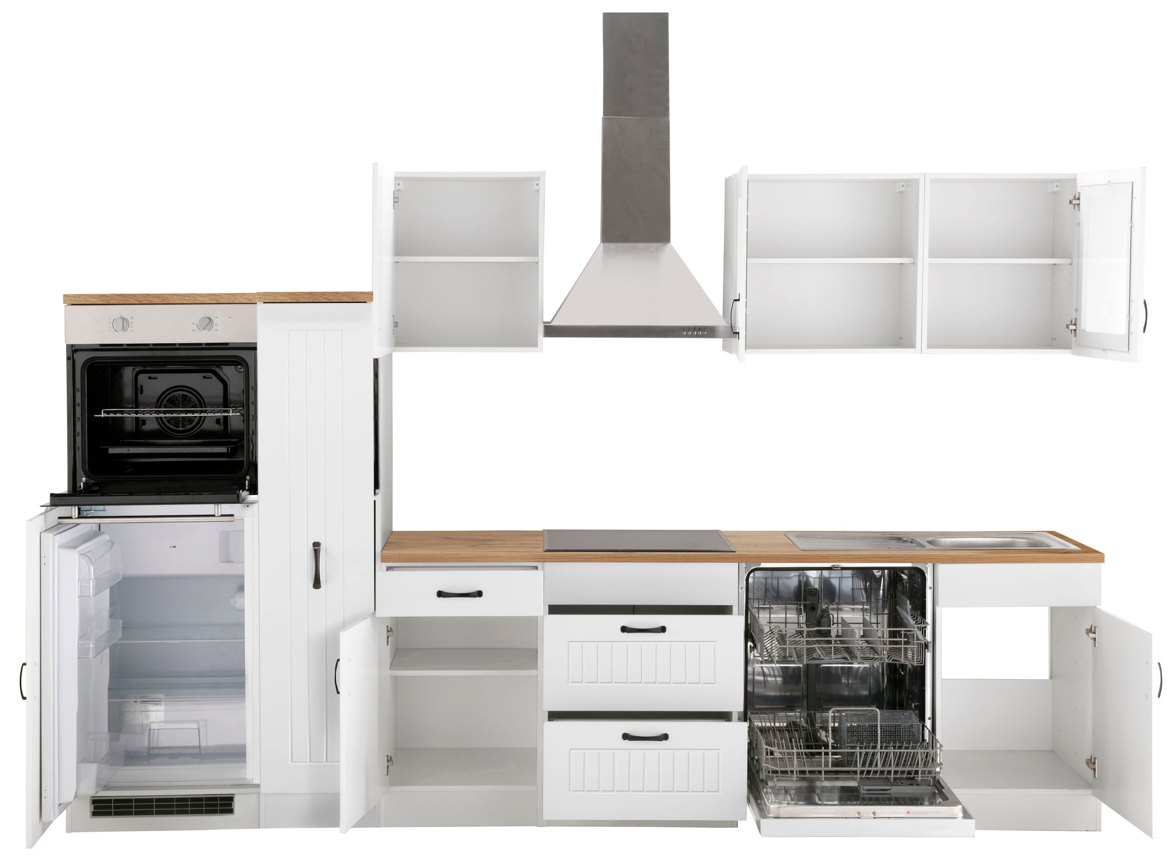 KOCHSTATION Küchenzeile »KS-Athen«, mit E-Geräten, Breite 310 cm