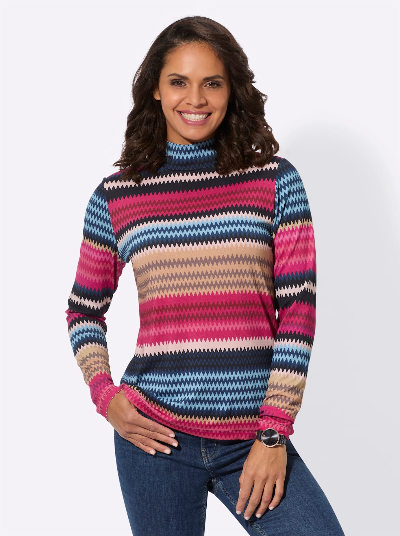 Casual Looks Stehkragenshirt »Druck-Shirt«, (1 tlg.)